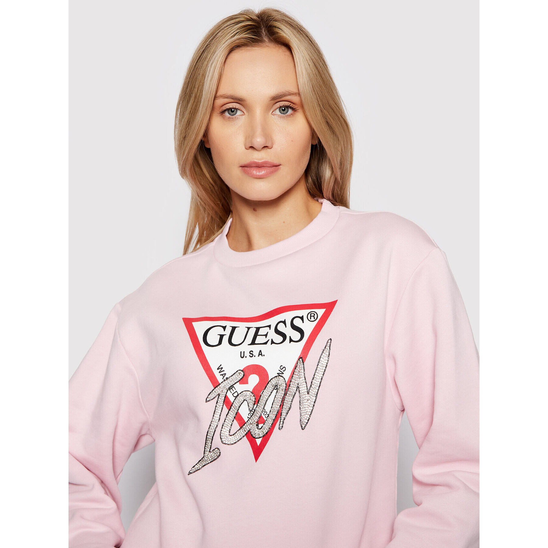 Guess Mikina Icon W1YQ0C K68I0 Růžová Regular Fit - Pepit.cz