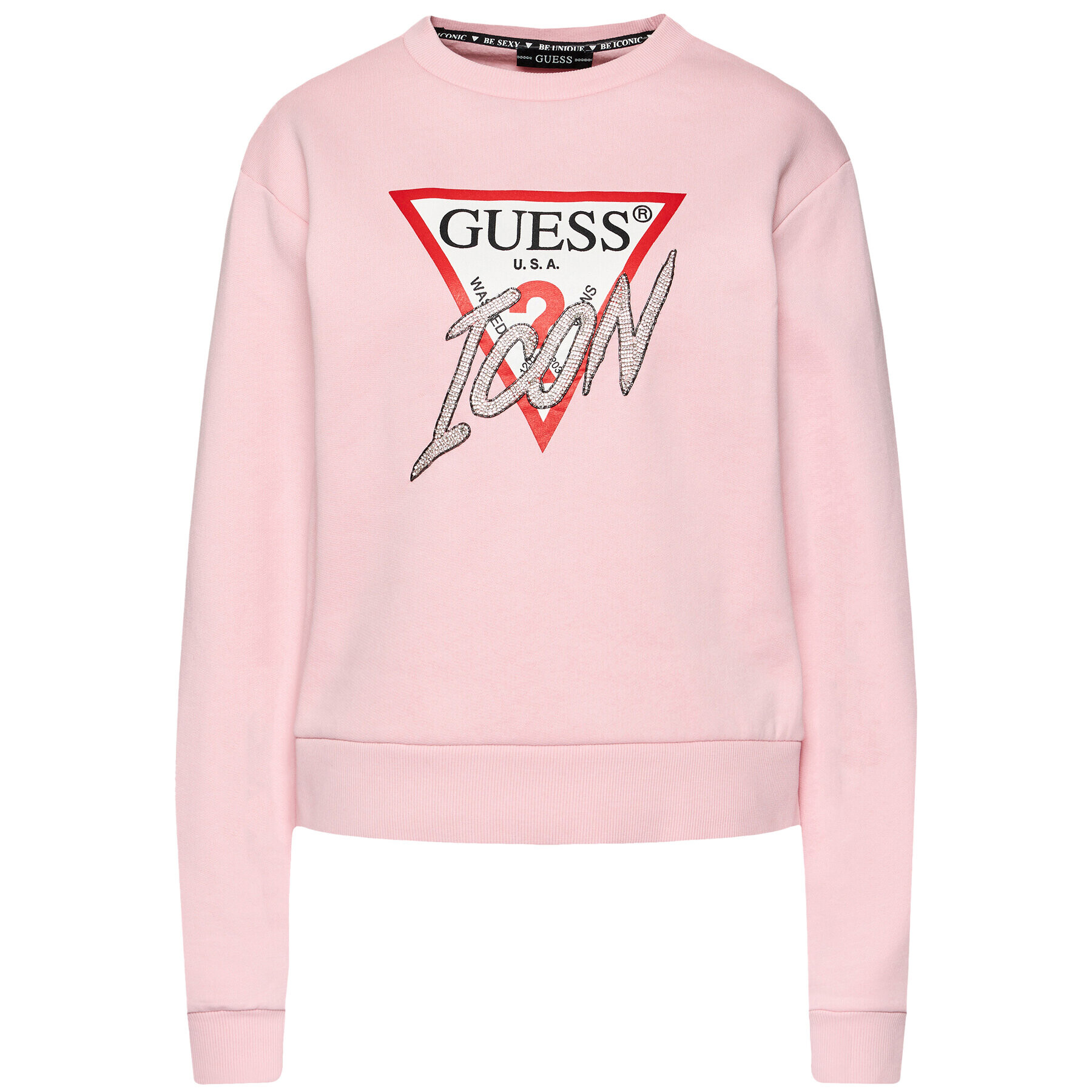 Guess Mikina Icon W1YQ0C K68I0 Růžová Regular Fit - Pepit.cz