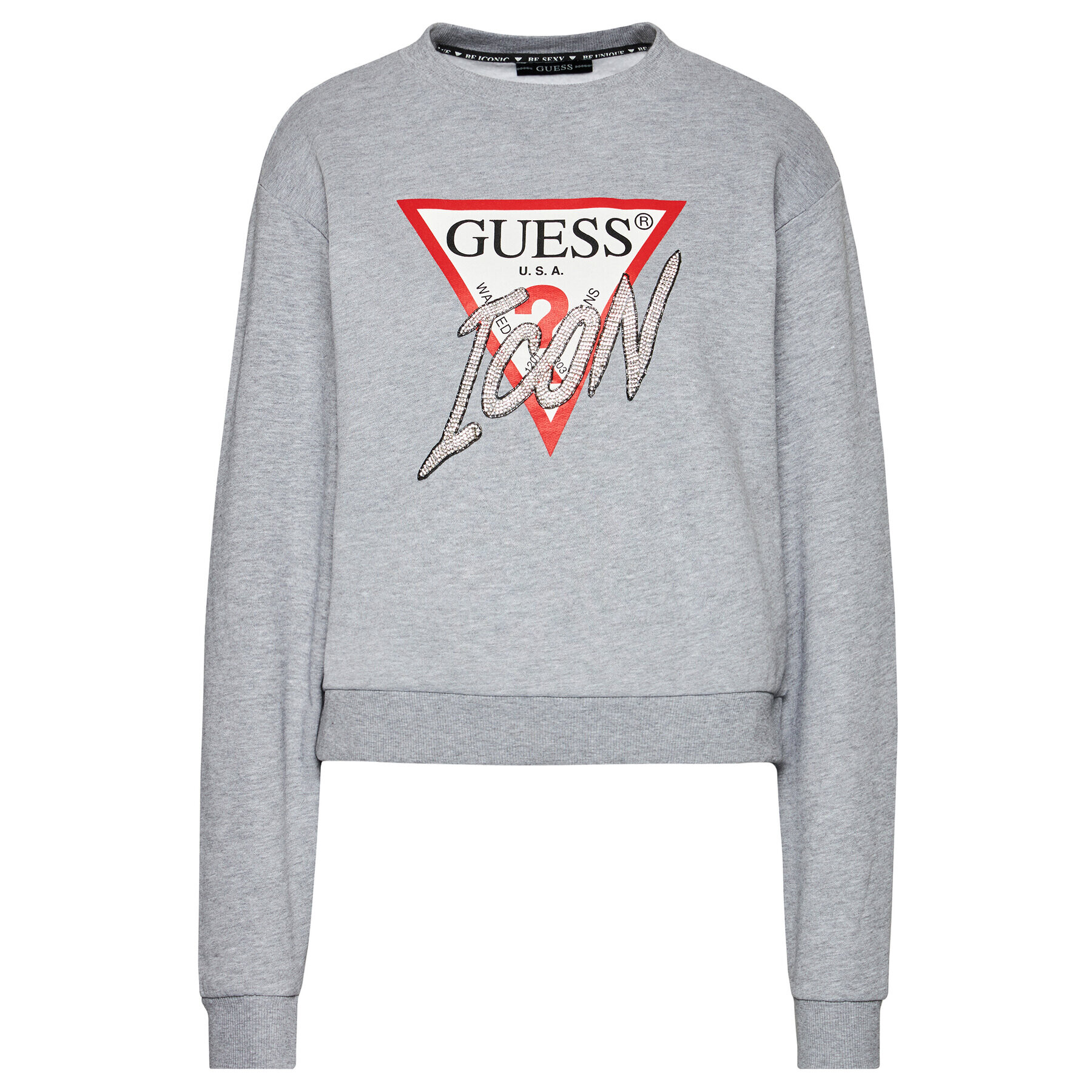 Guess Mikina Icon W1YQ0C K68I0 Šedá Regular Fit - Pepit.cz