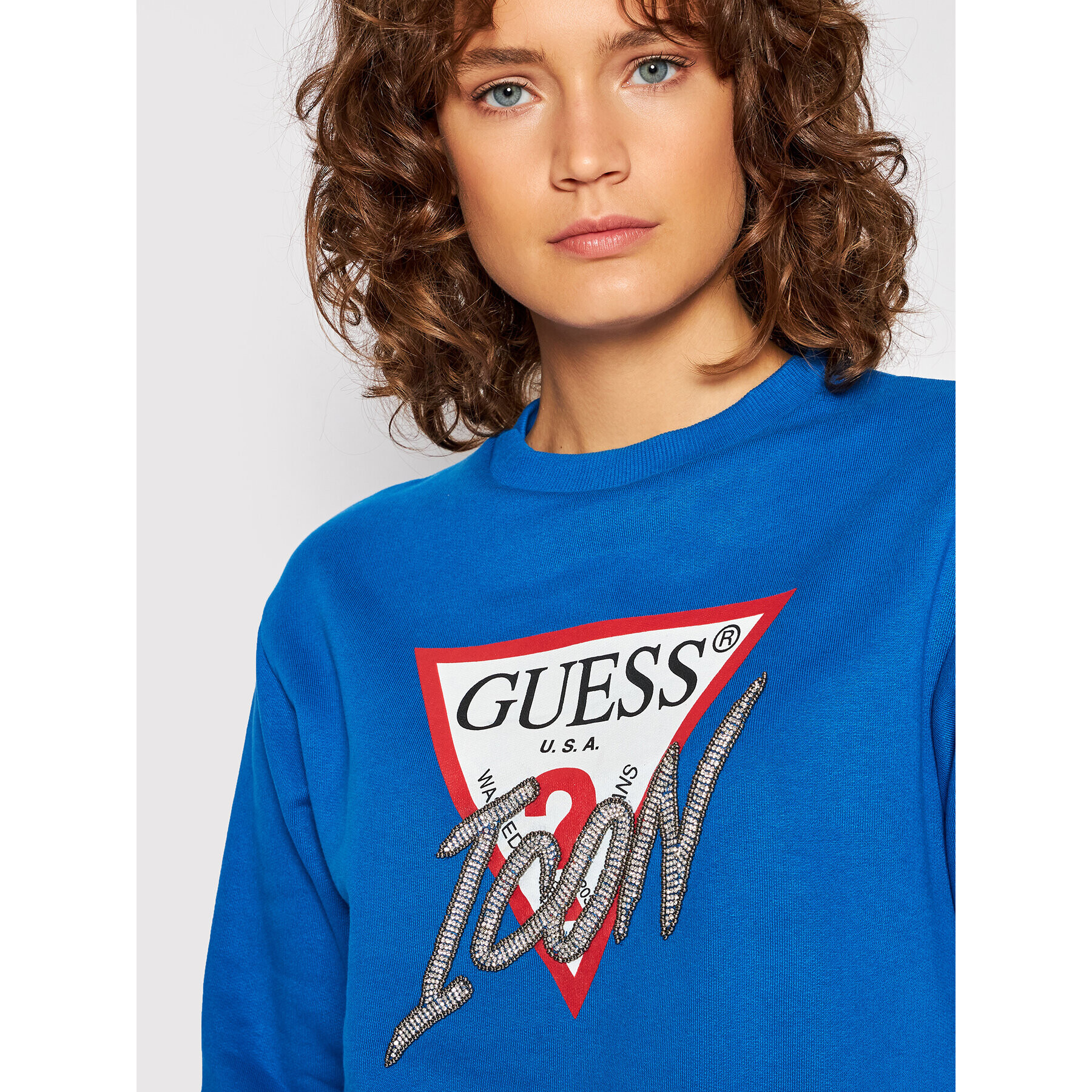 Guess Mikina Icon W1YQ0C K68I0 Tmavomodrá Regular Fit - Pepit.cz