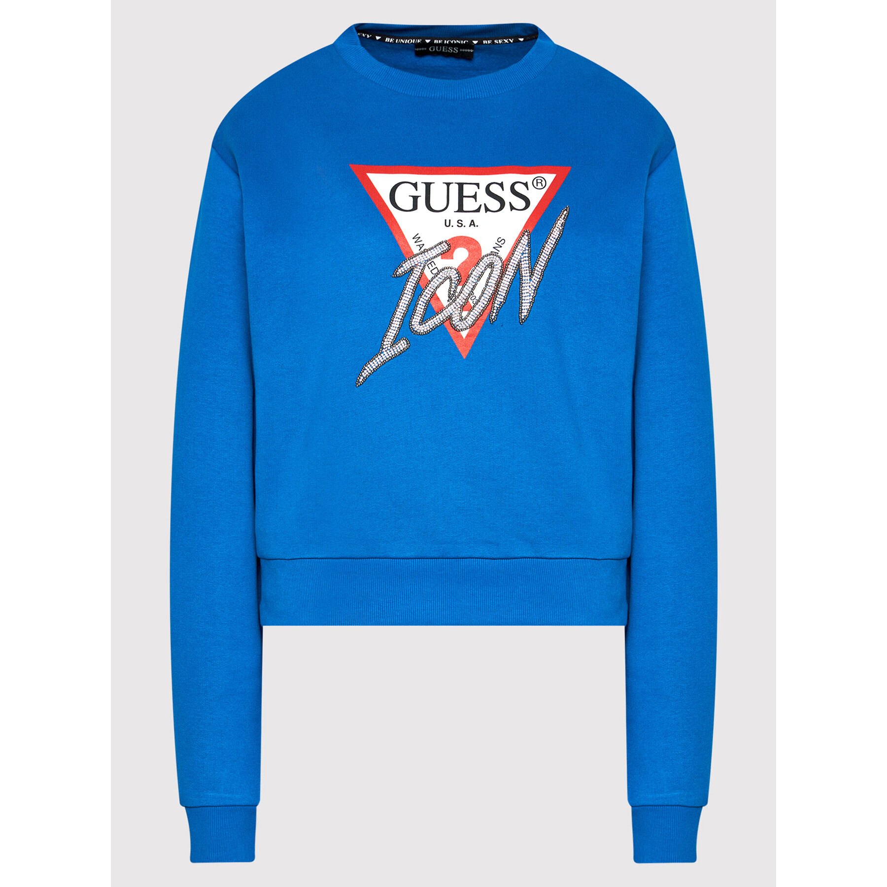 Guess Mikina Icon W1YQ0C K68I0 Tmavomodrá Regular Fit - Pepit.cz