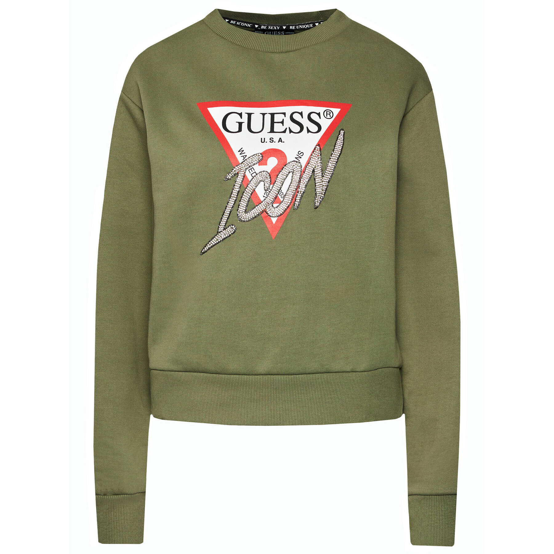 Guess Mikina Icon W1YQ0C K68I0 Zelená Regular Fit - Pepit.cz