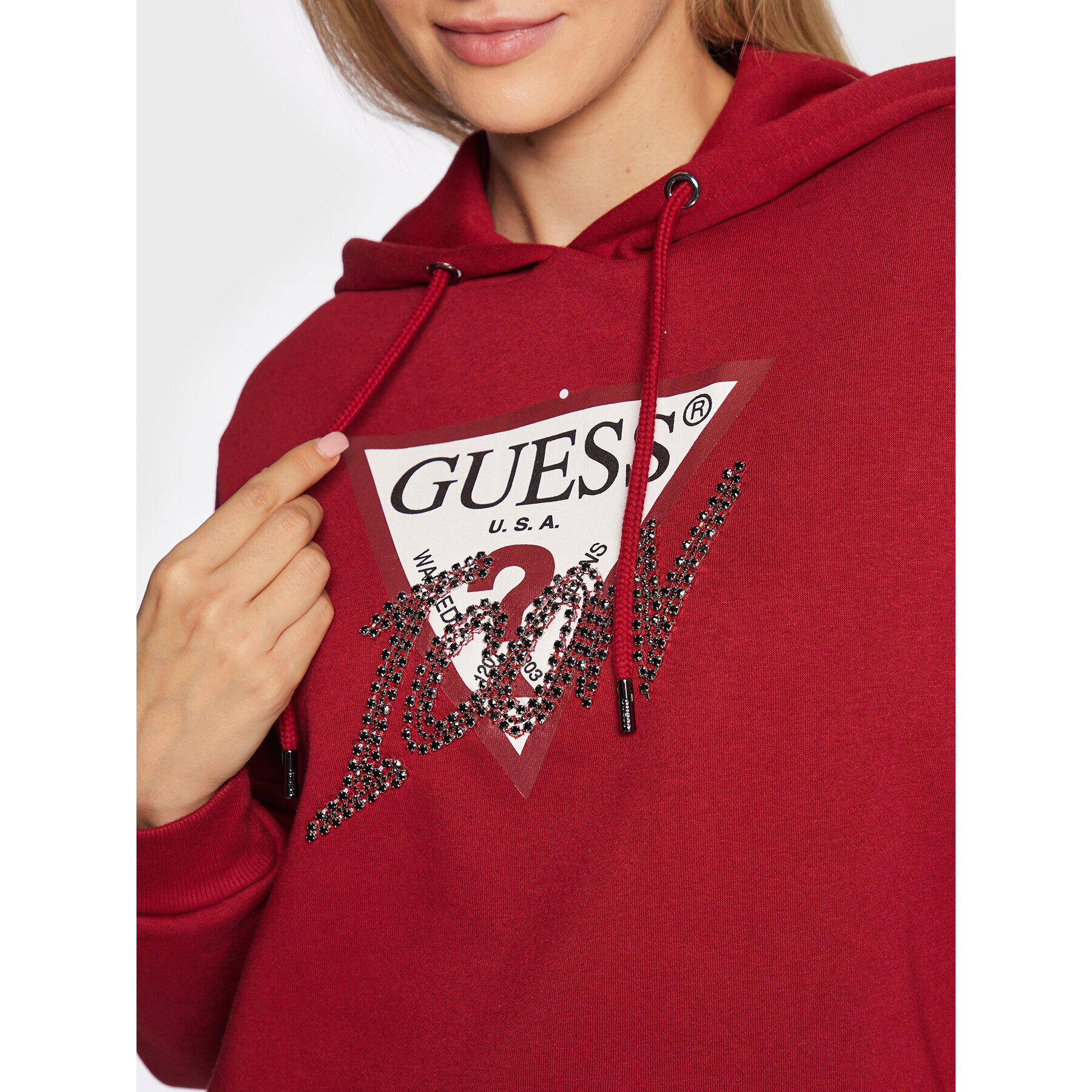 Guess Mikina Icon W2BQ17 KB683 Bordó Regular Fit - Pepit.cz