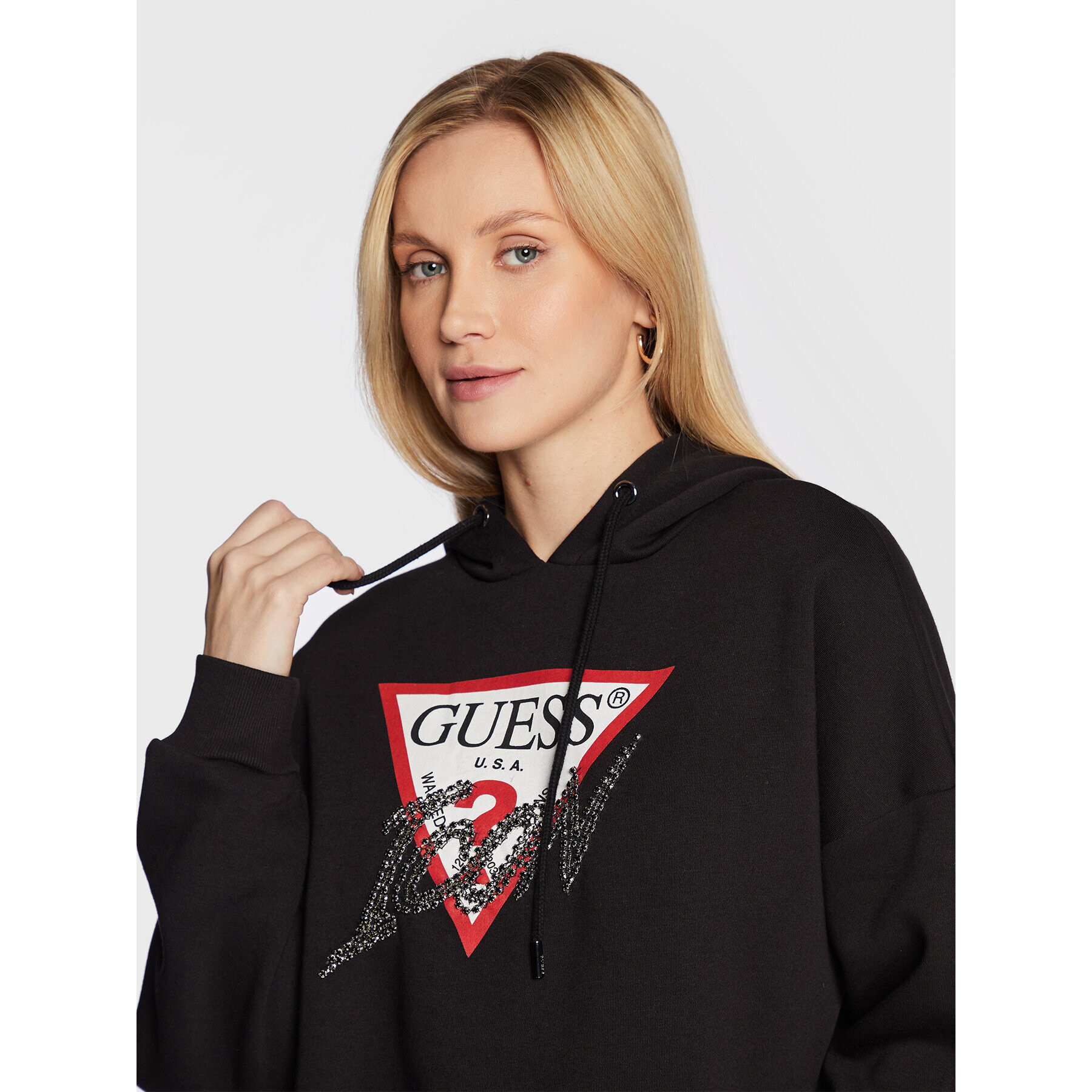 Guess Mikina Icon W2BQ17 KB683 Černá Regular Fit - Pepit.cz