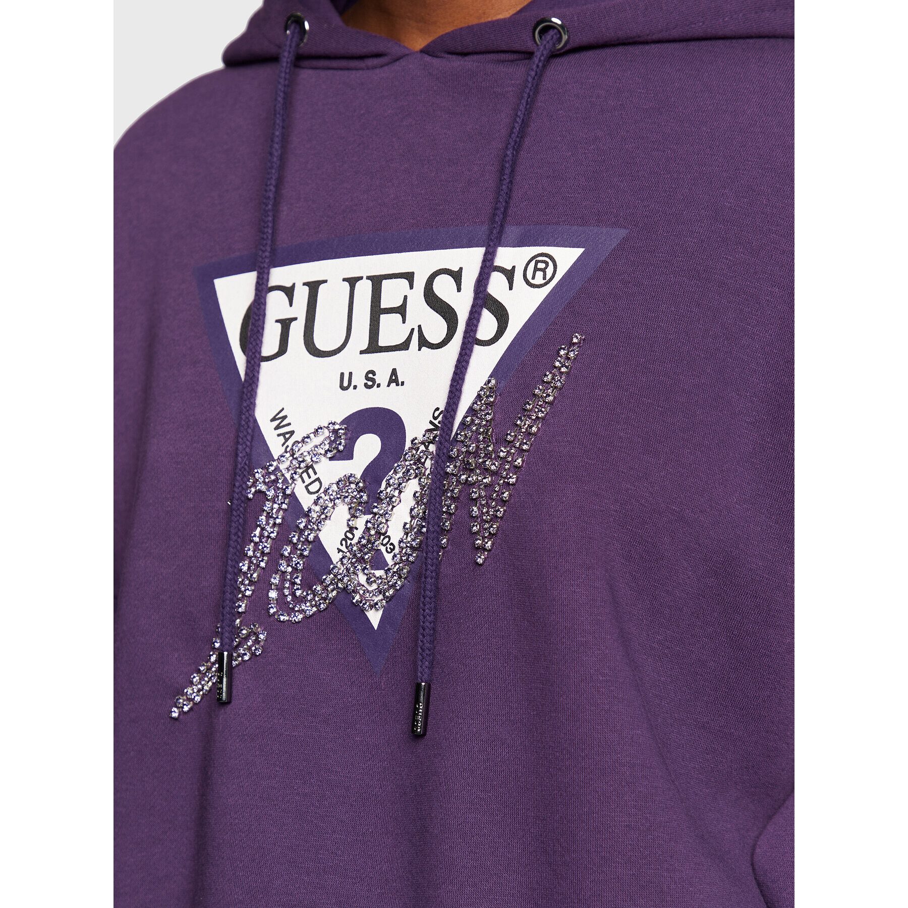 Guess Mikina Icon W2BQ17 KB683 Fialová Regular Fit - Pepit.cz