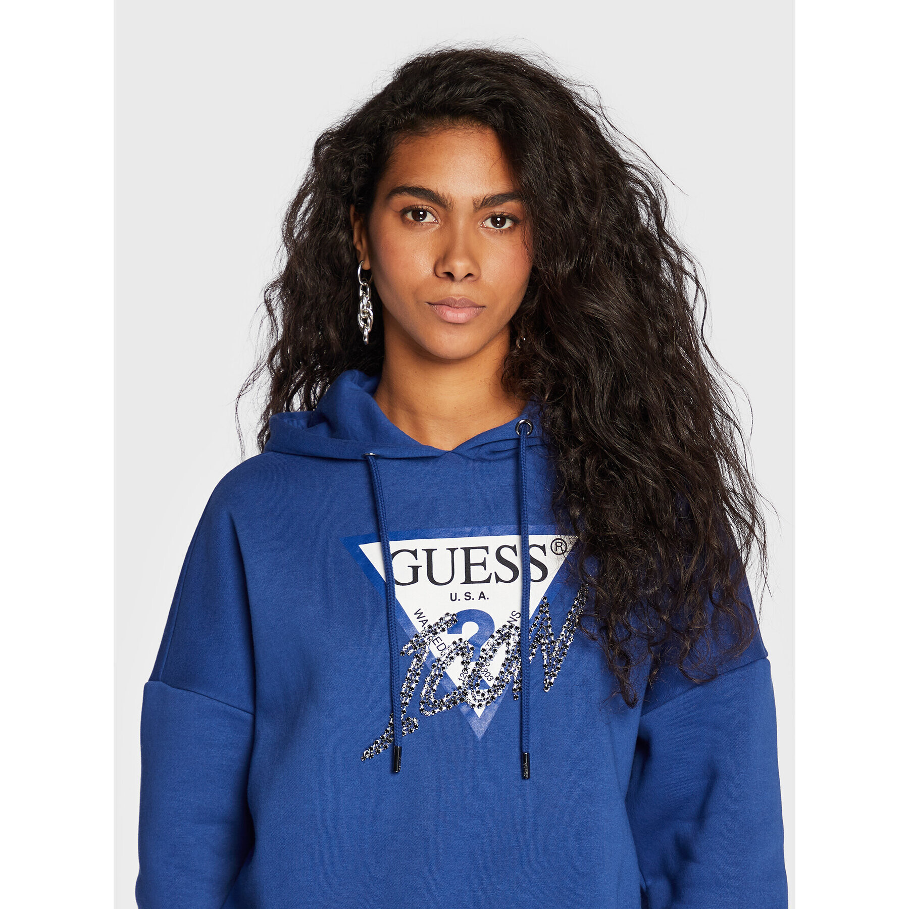 Guess Mikina Icon W2BQ17 KB683 Modrá Regular Fit - Pepit.cz