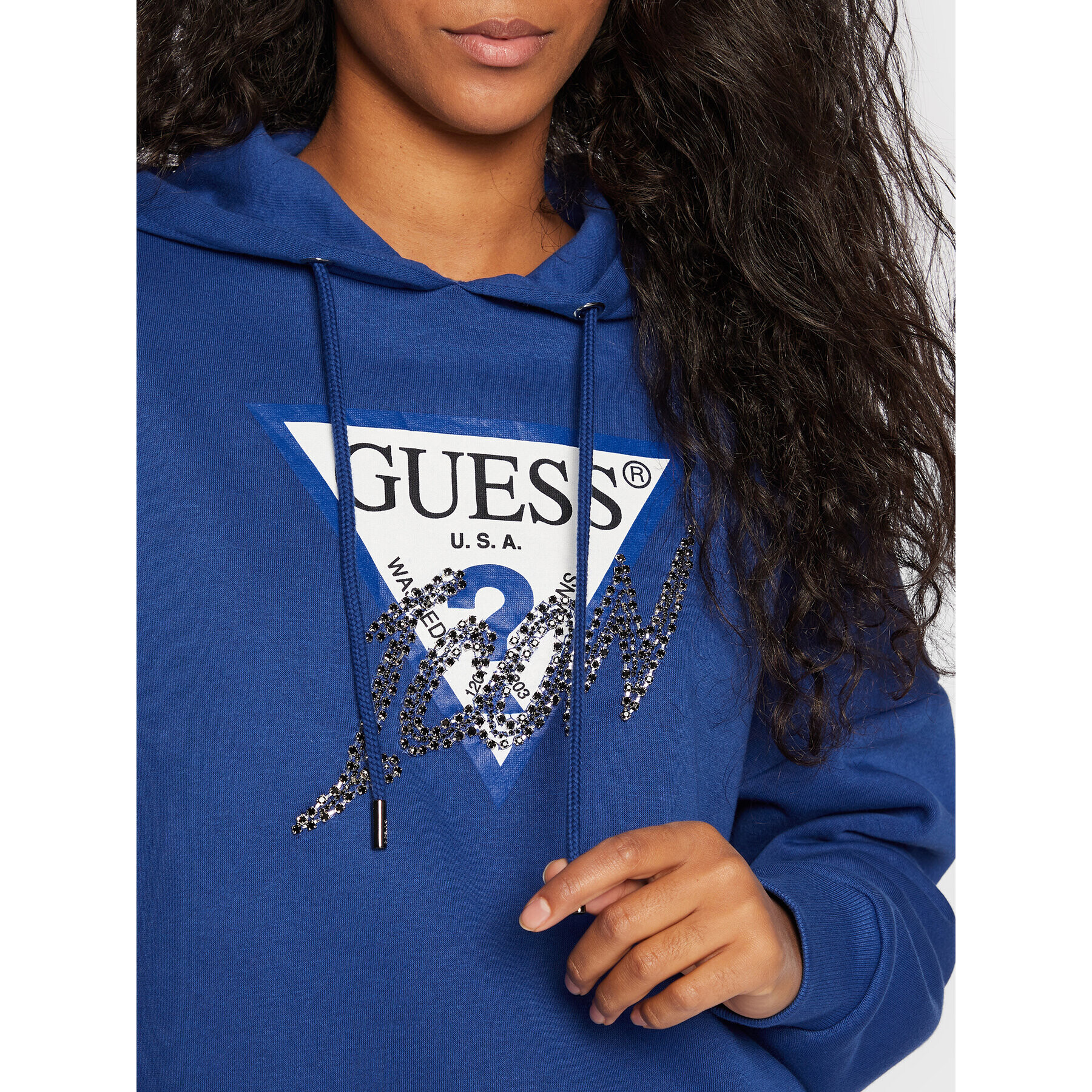 Guess Mikina Icon W2BQ17 KB683 Modrá Regular Fit - Pepit.cz