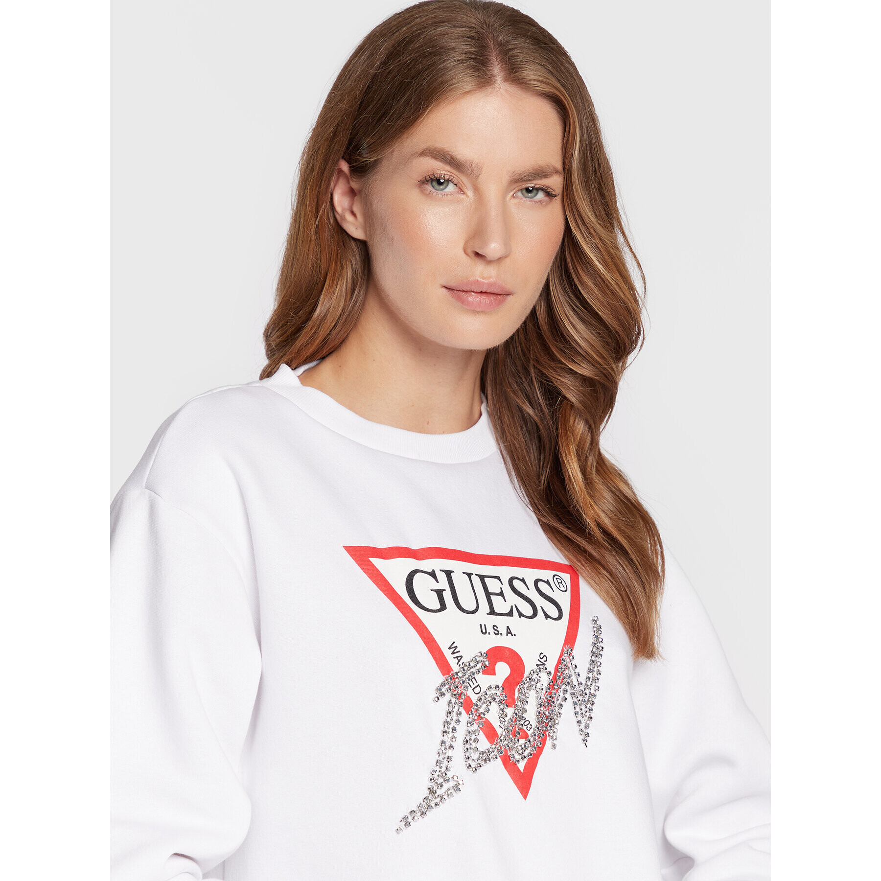 Guess Mikina Icon W2BQ18 KB683 Bílá Regular Fit - Pepit.cz