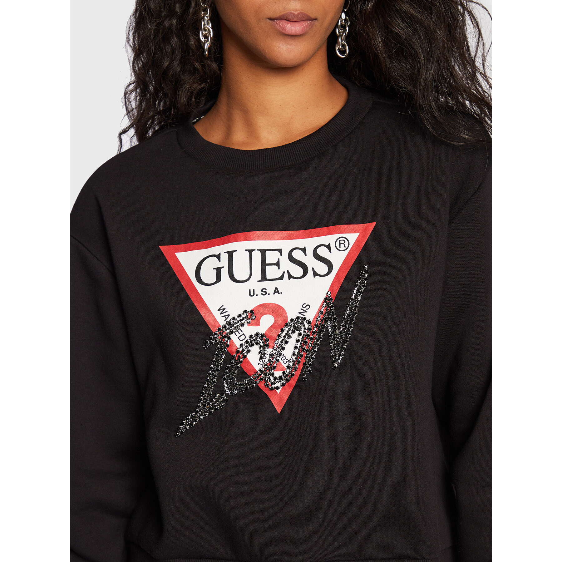 Guess Mikina Icon W2BQ18 KB683 Černá Regular Fit - Pepit.cz