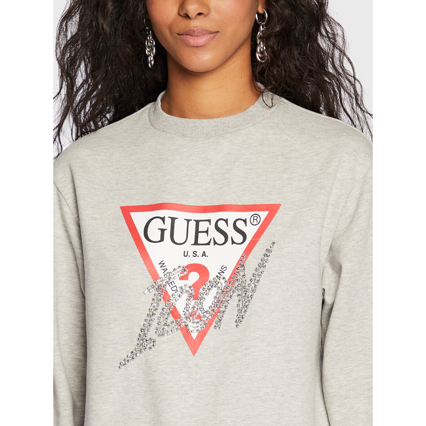 Guess Mikina Icon W2BQ18 KB683 Šedá Regular Fit - Pepit.cz