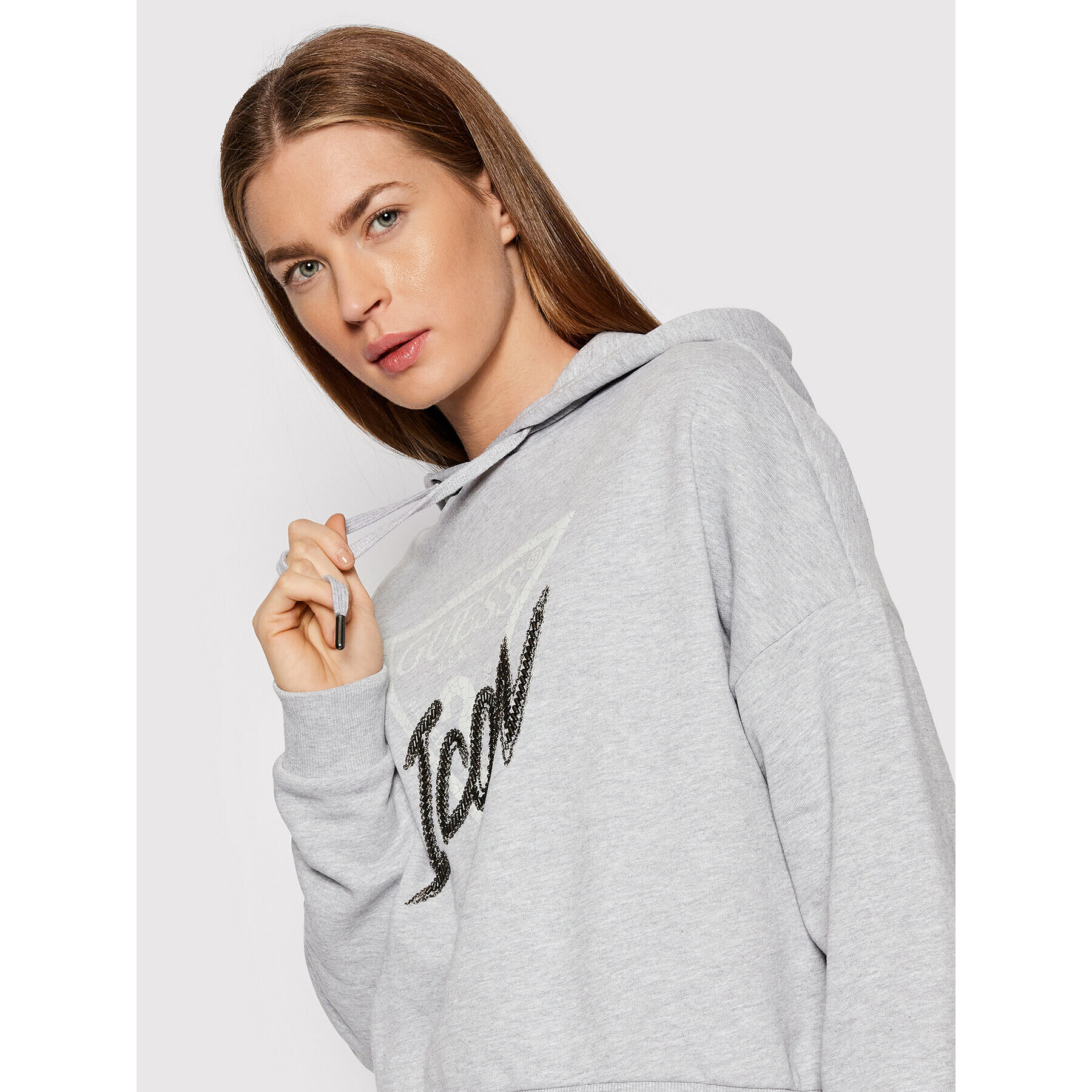 Guess Mikina Icon W2RQ07 K68I0 Šedá Relaxed Fit - Pepit.cz