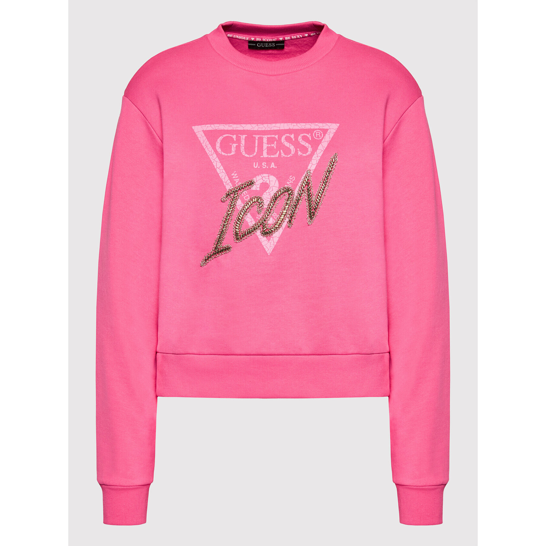 Guess Mikina Icon W2RQ20 K68I0 Růžová Relaxed Fit - Pepit.cz