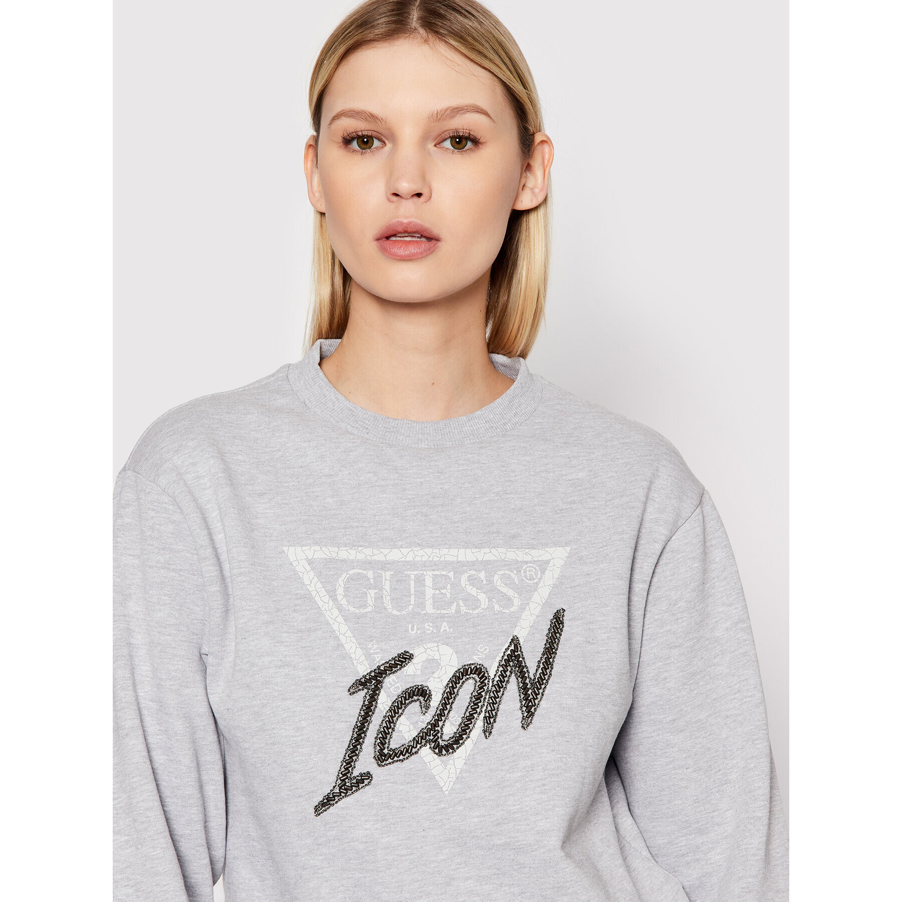 Guess Mikina Icon W2RQ20 K68I0 Šedá Relaxed Fit - Pepit.cz