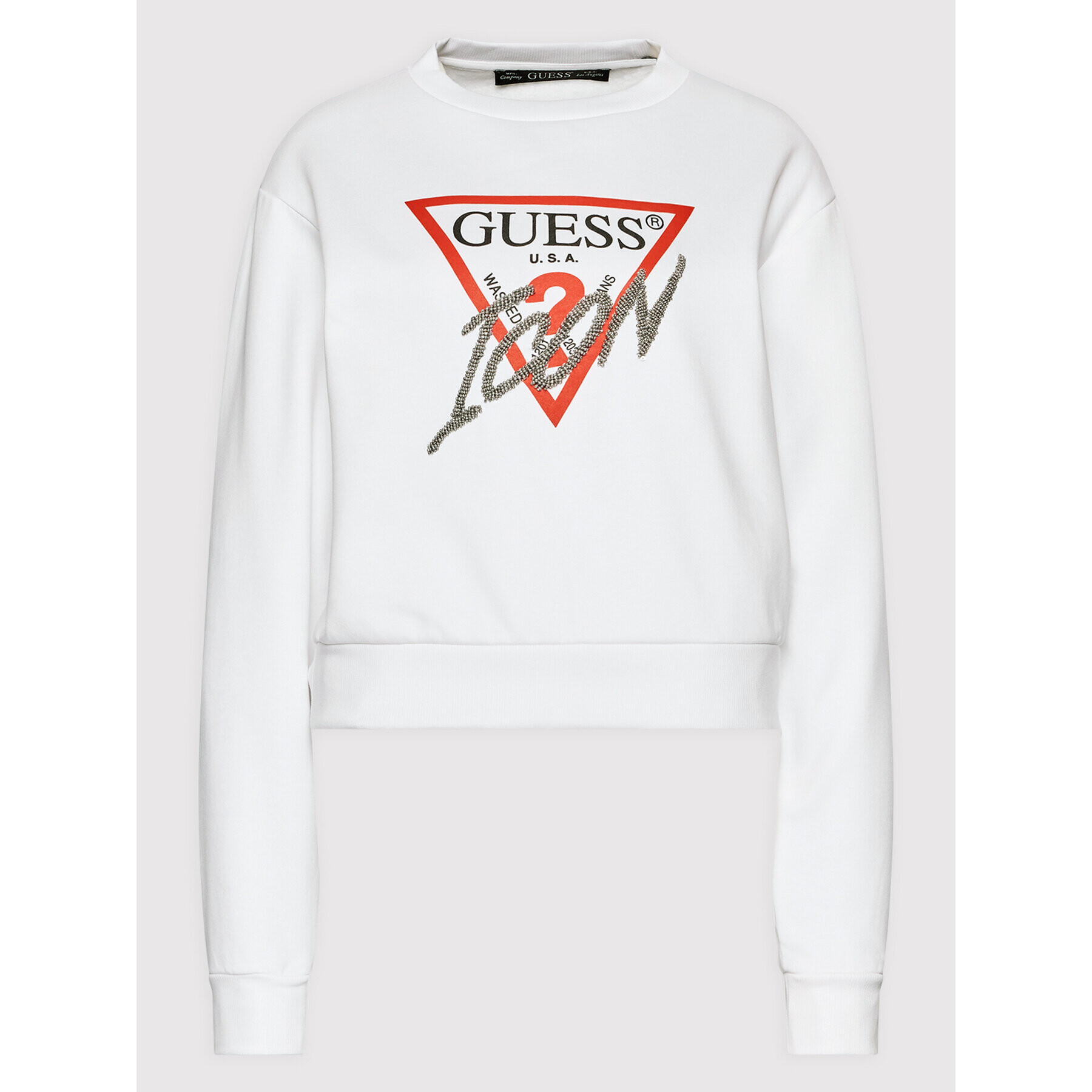 Guess Mikina Icon W2YQ01 KB681 Bílá Regular Fit - Pepit.cz