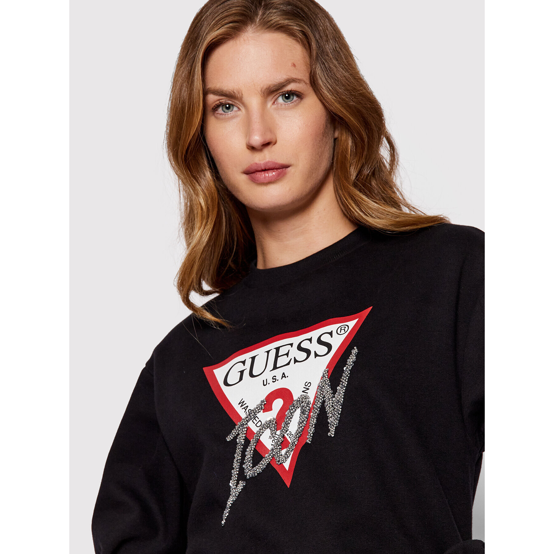 Guess Mikina Icon W2YQ01 KB681 Černá Regular Fit - Pepit.cz