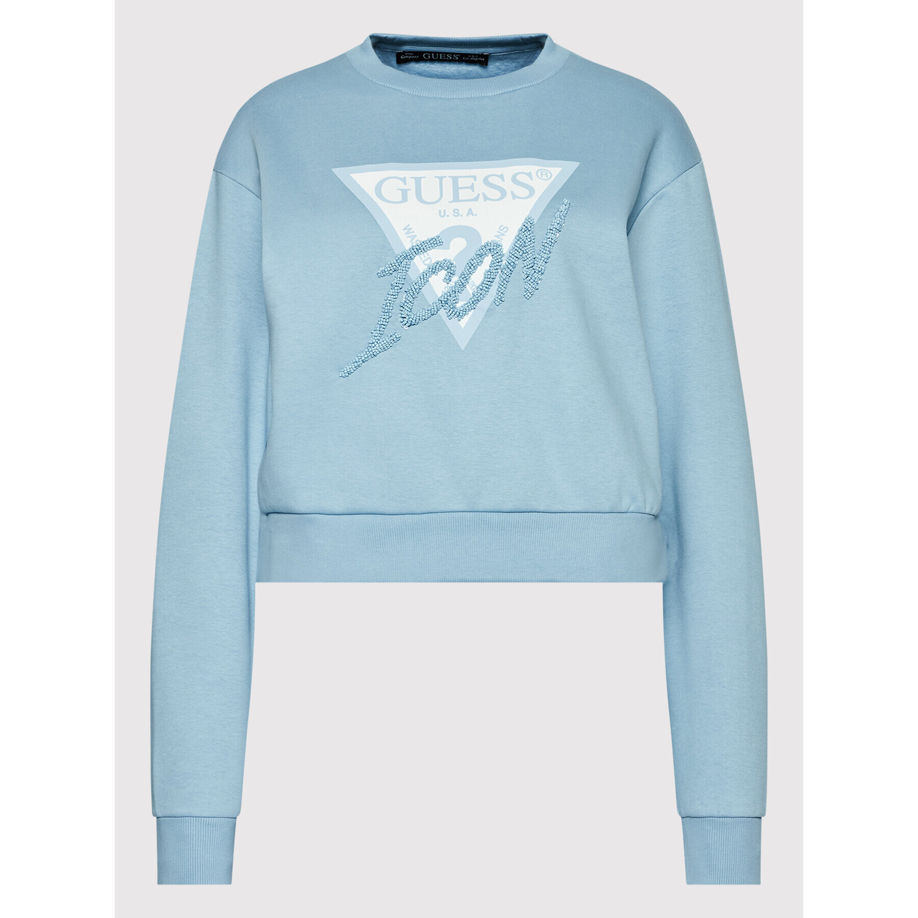 Guess Mikina Icon W2YQ01 KB681 Modrá Regular Fit - Pepit.cz