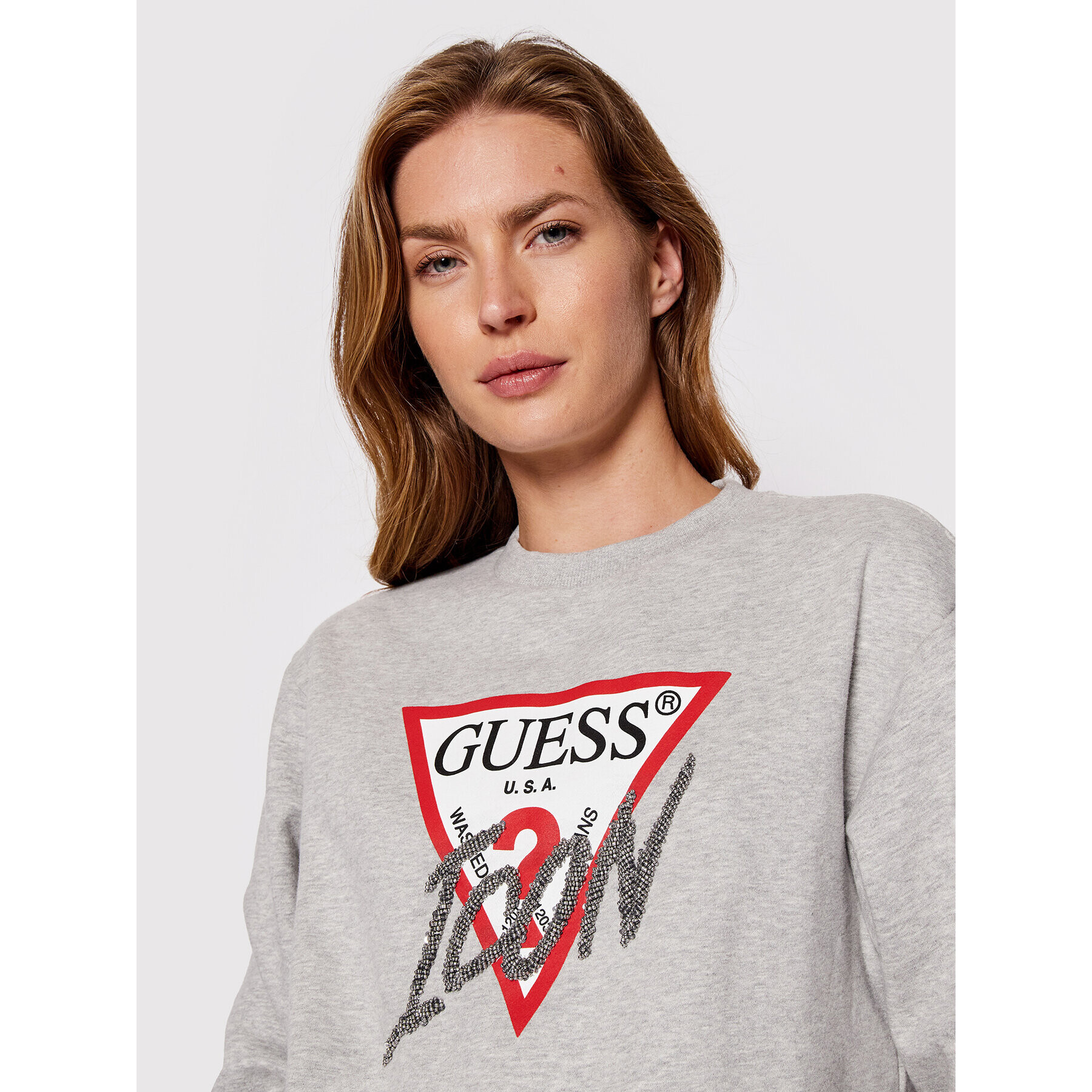 Guess Mikina Icon W2YQ01 KB681 Šedá Regular Fit - Pepit.cz