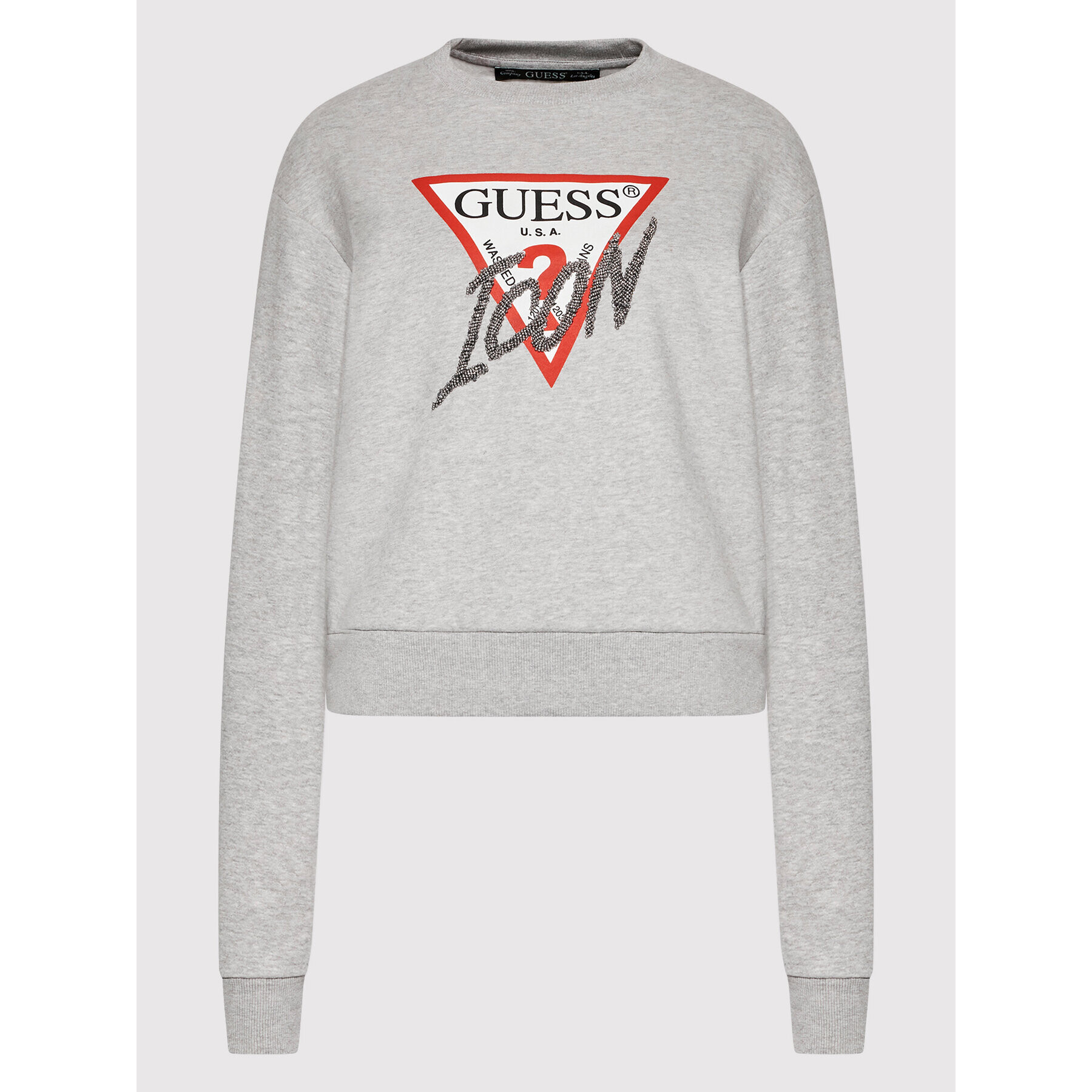 Guess Mikina Icon W2YQ01 KB681 Šedá Regular Fit - Pepit.cz