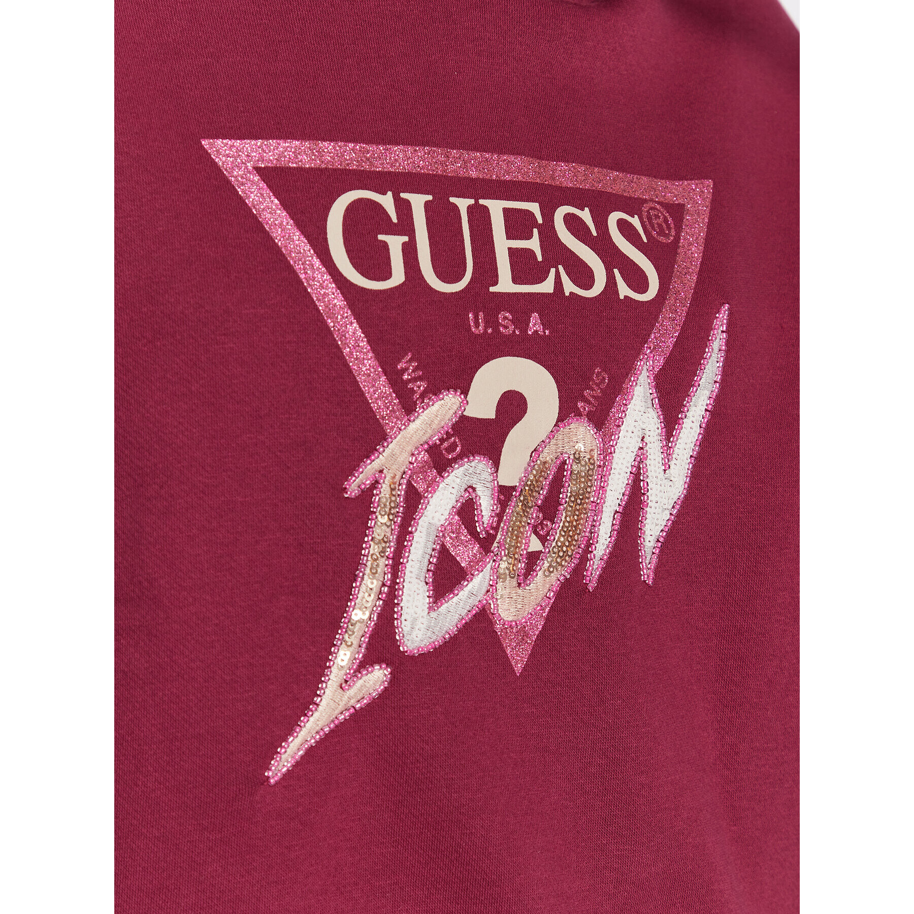 Guess Mikina Icon W3RQ03 KB683 Červená Relaxed Fit - Pepit.cz