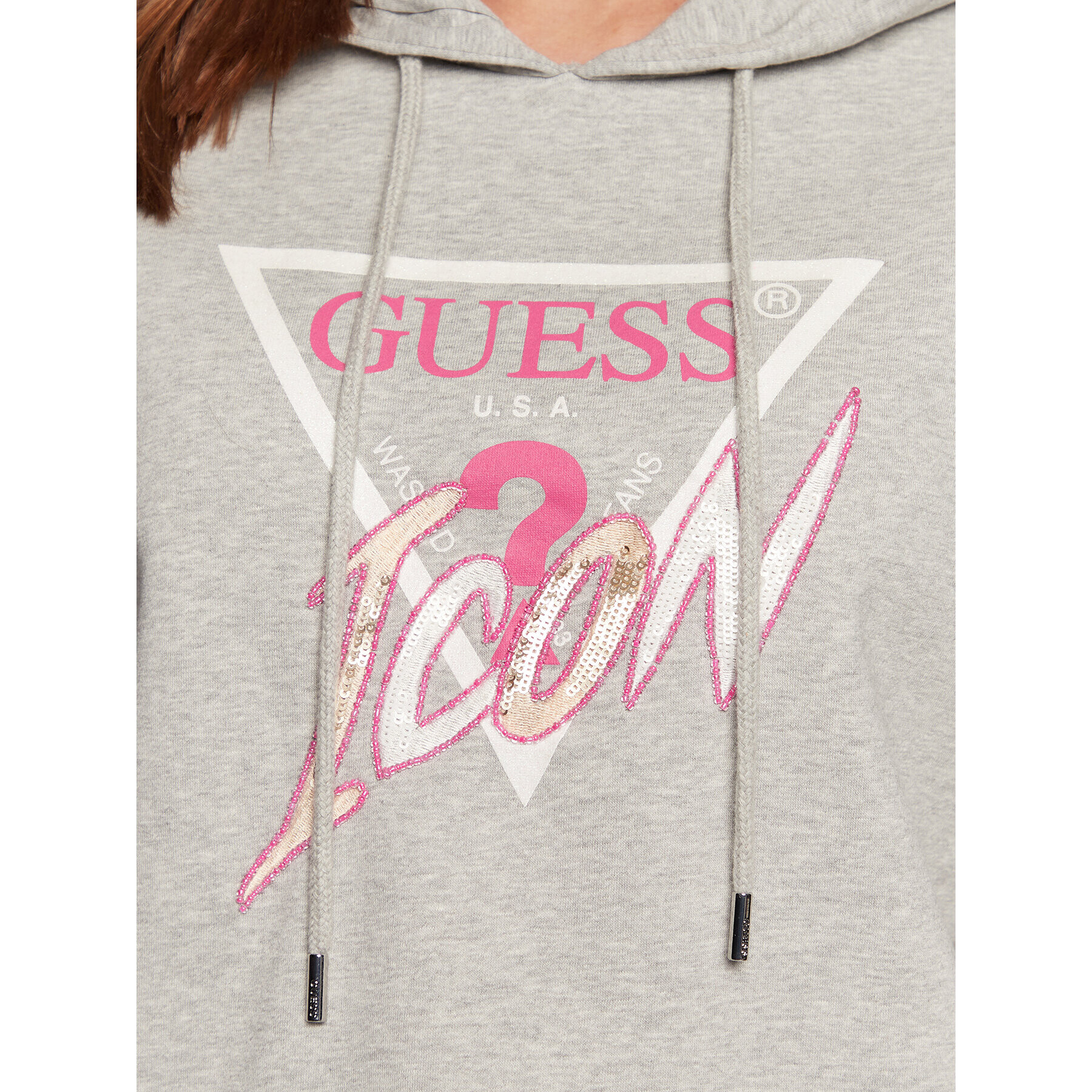 Guess Mikina Icon W3RQ03 KB683 Šedá Regular Fit - Pepit.cz