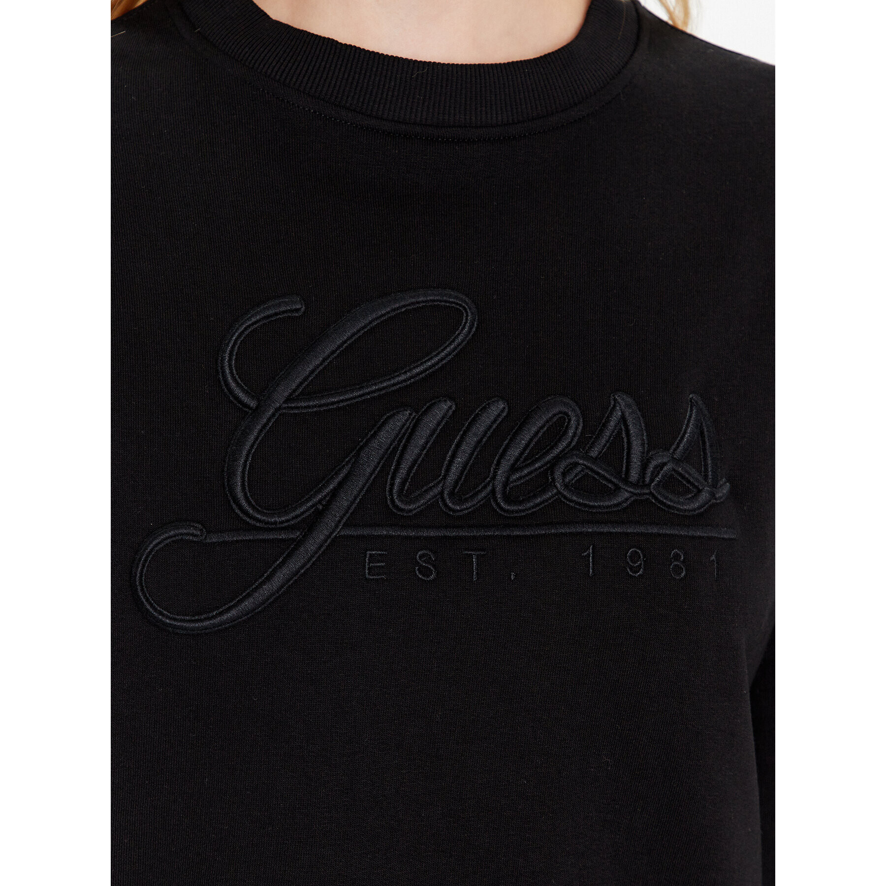 Guess Mikina Logo Script W3GQ12 KBK32 Černá Regular Fit - Pepit.cz