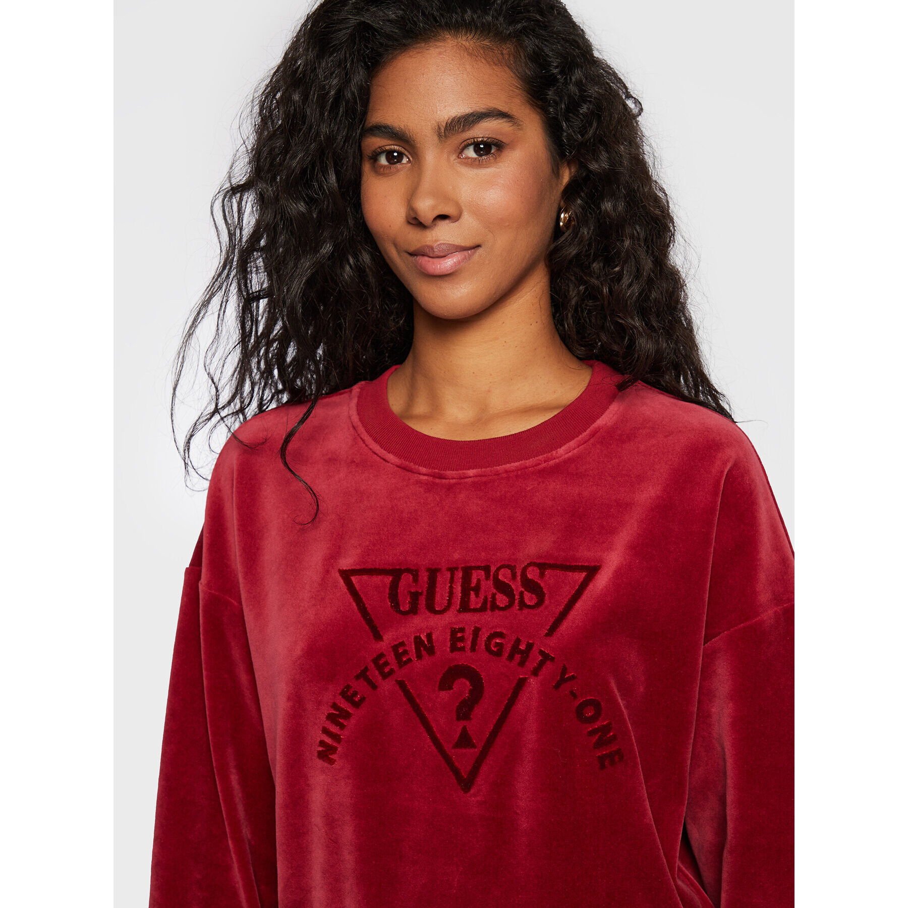 Guess Mikina Logo W2BQ21 KBBN0 Červená Regular Fit - Pepit.cz