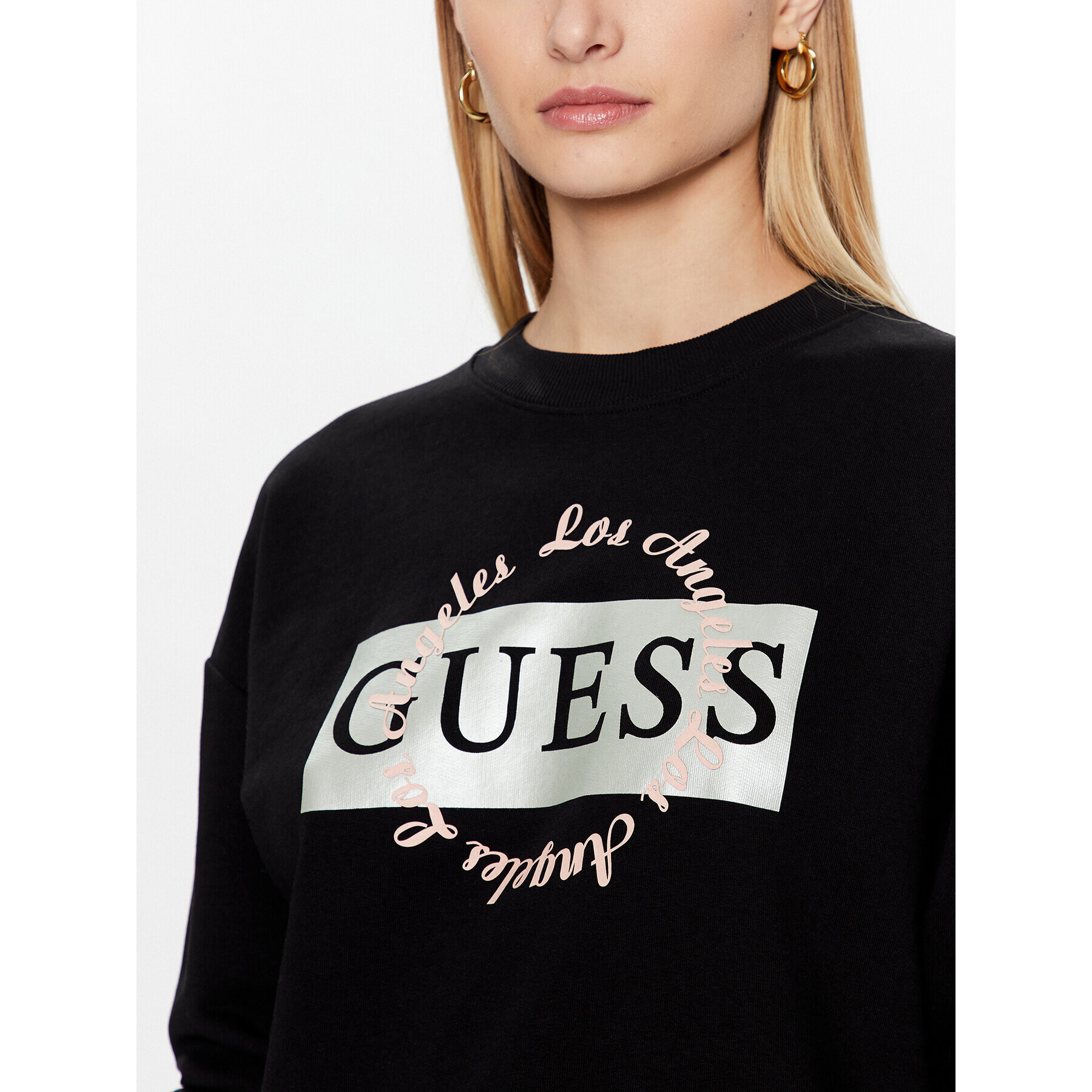 Guess Mikina Logo W3GQ07 KBK32 Černá Relaxed Fit - Pepit.cz