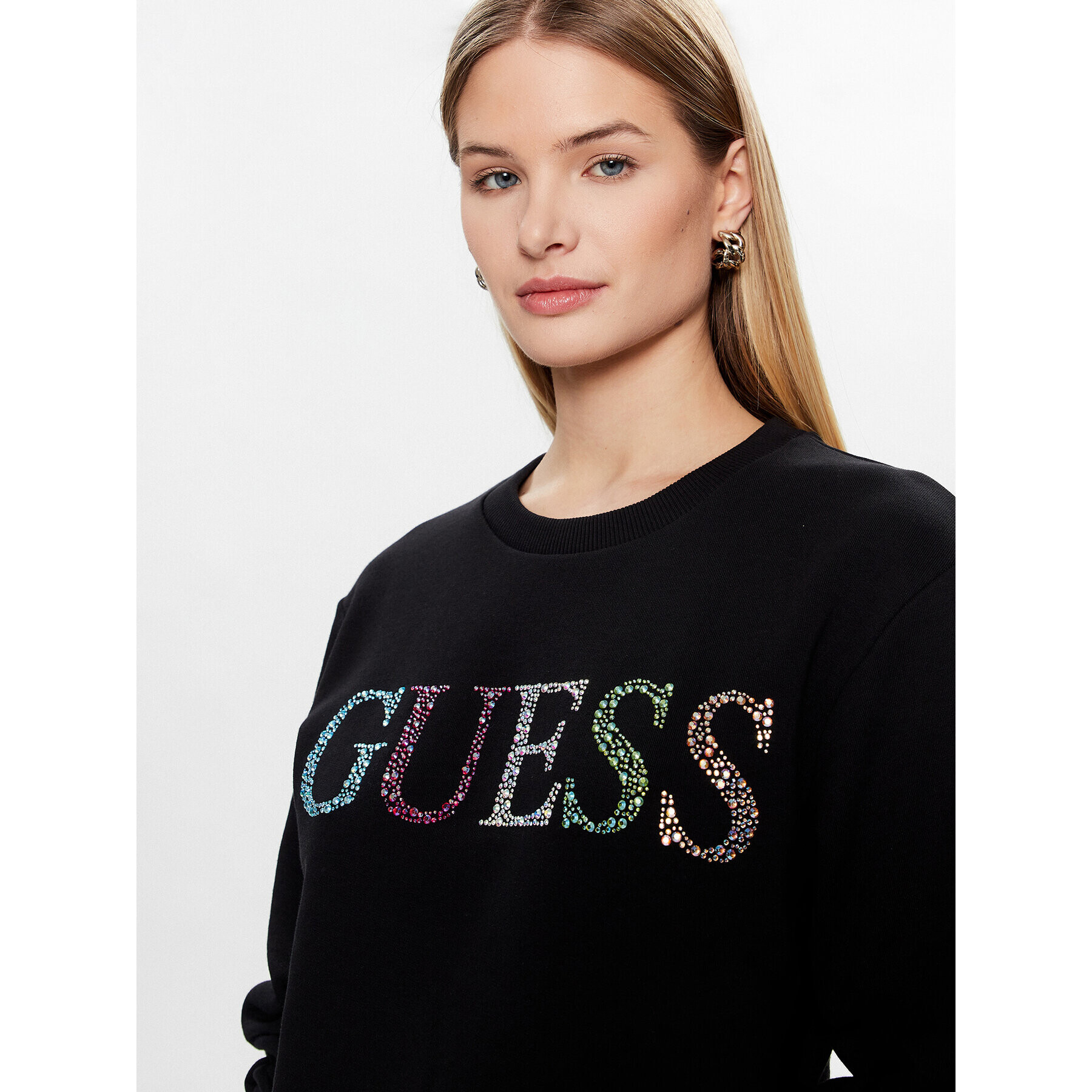 Guess Mikina Logo W3GQ09 KBK32 Černá Relaxed Fit - Pepit.cz