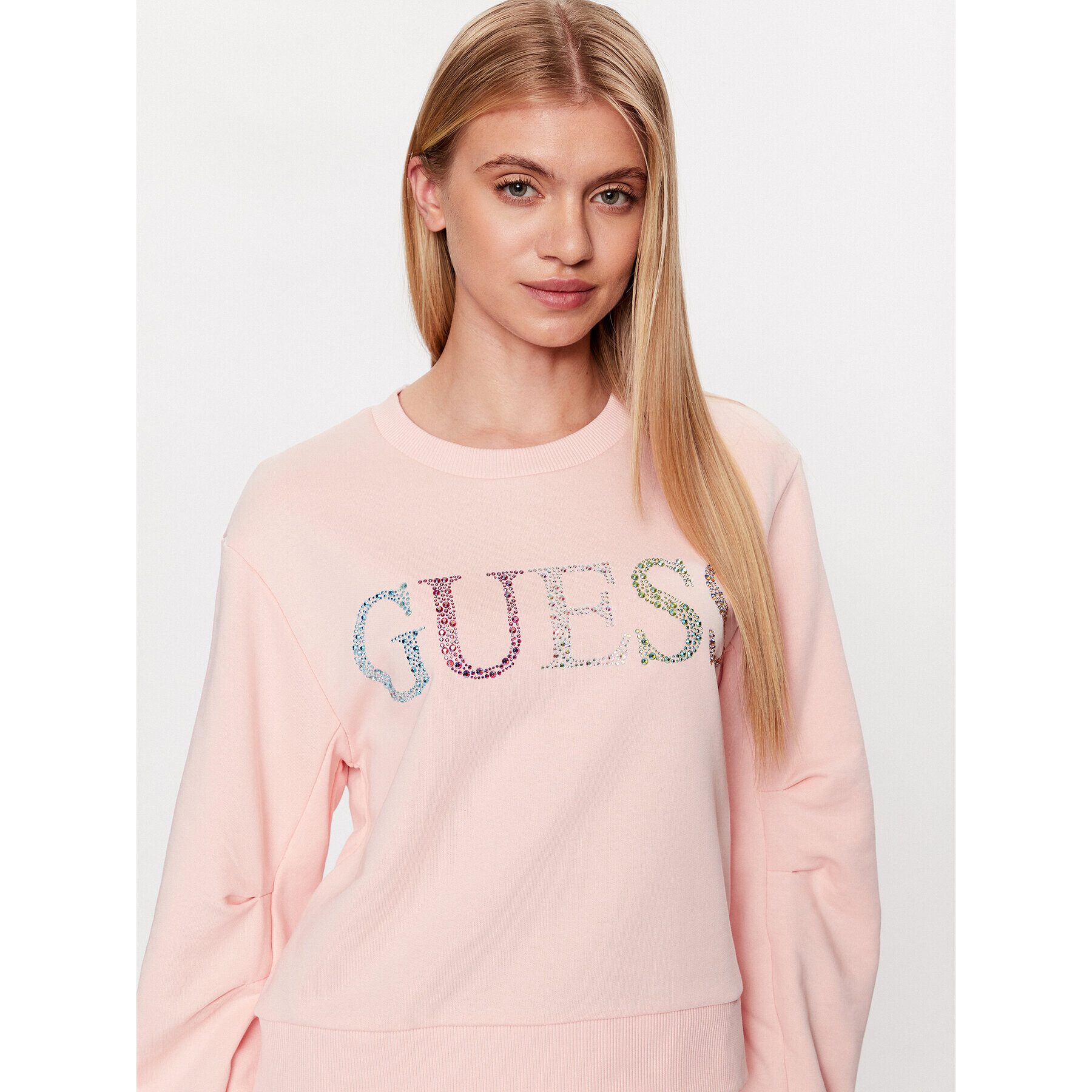 Guess Mikina Logo W3GQ09 KBK32 Růžová Relaxed Fit - Pepit.cz