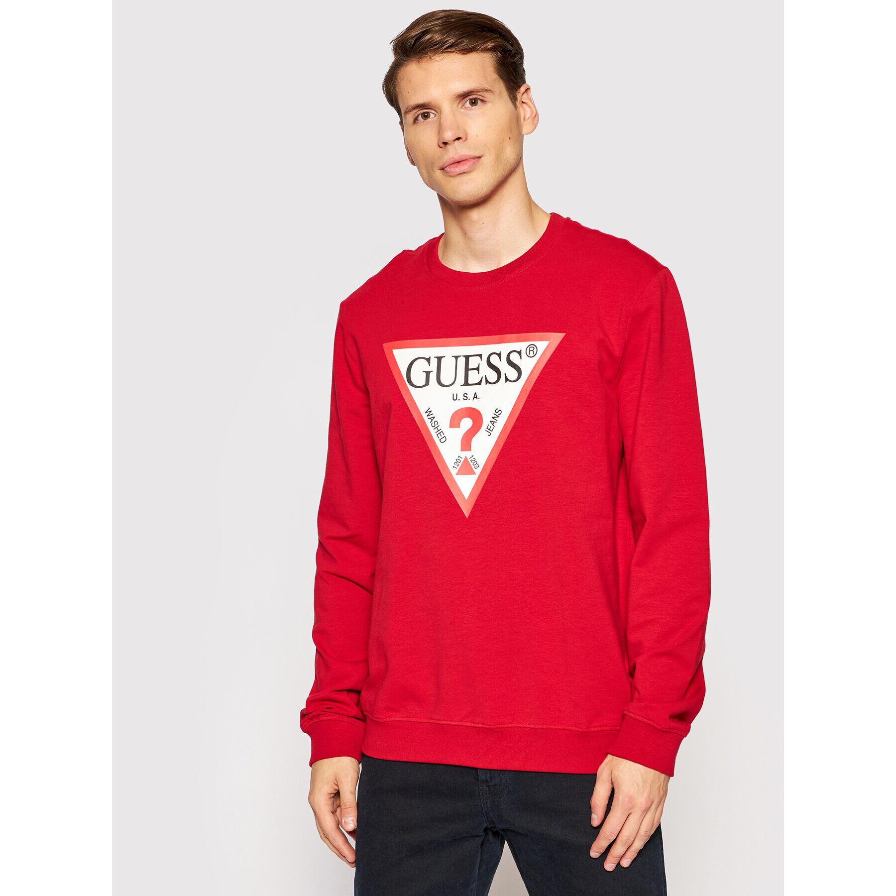 Guess Mikina M1RQ37 K6ZS1 Červená Slim Fit - Pepit.cz