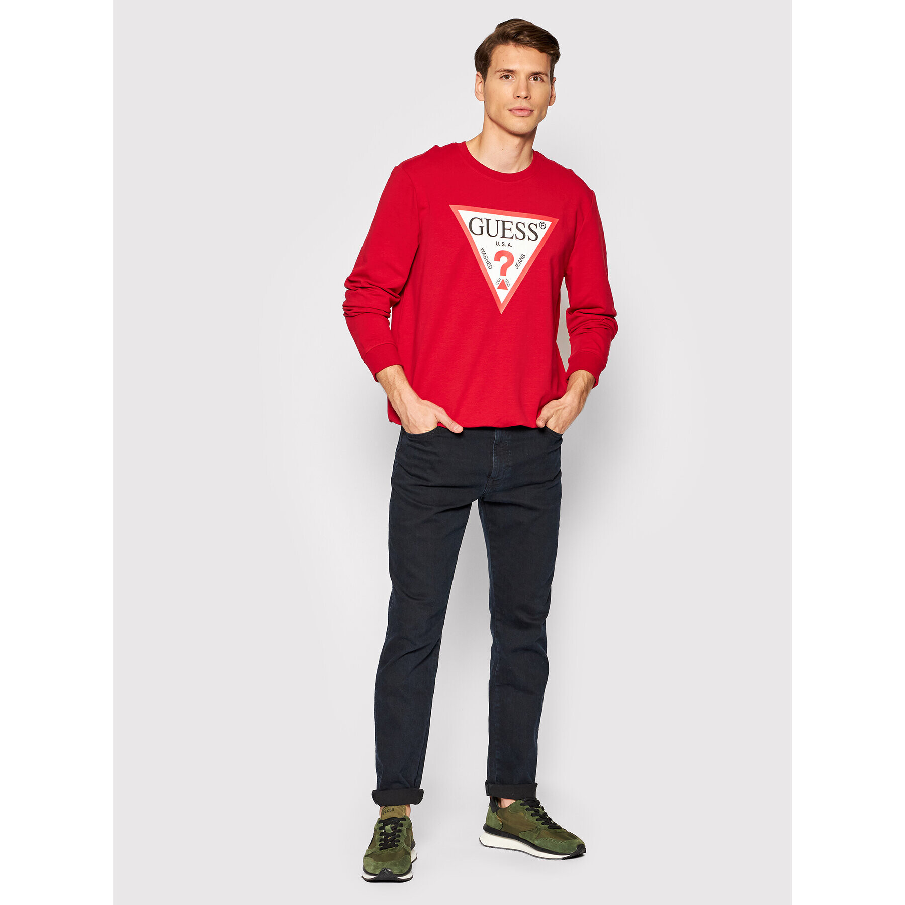 Guess Mikina M1RQ37 K6ZS1 Červená Slim Fit - Pepit.cz