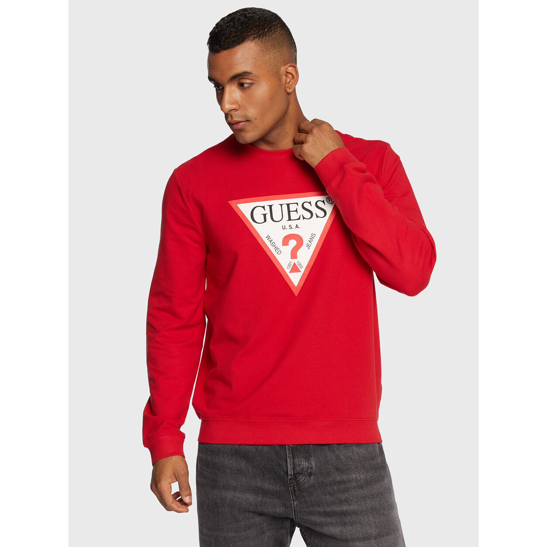 Guess Mikina M2YQ37 K6ZS1 Červená Slim Fit - Pepit.cz