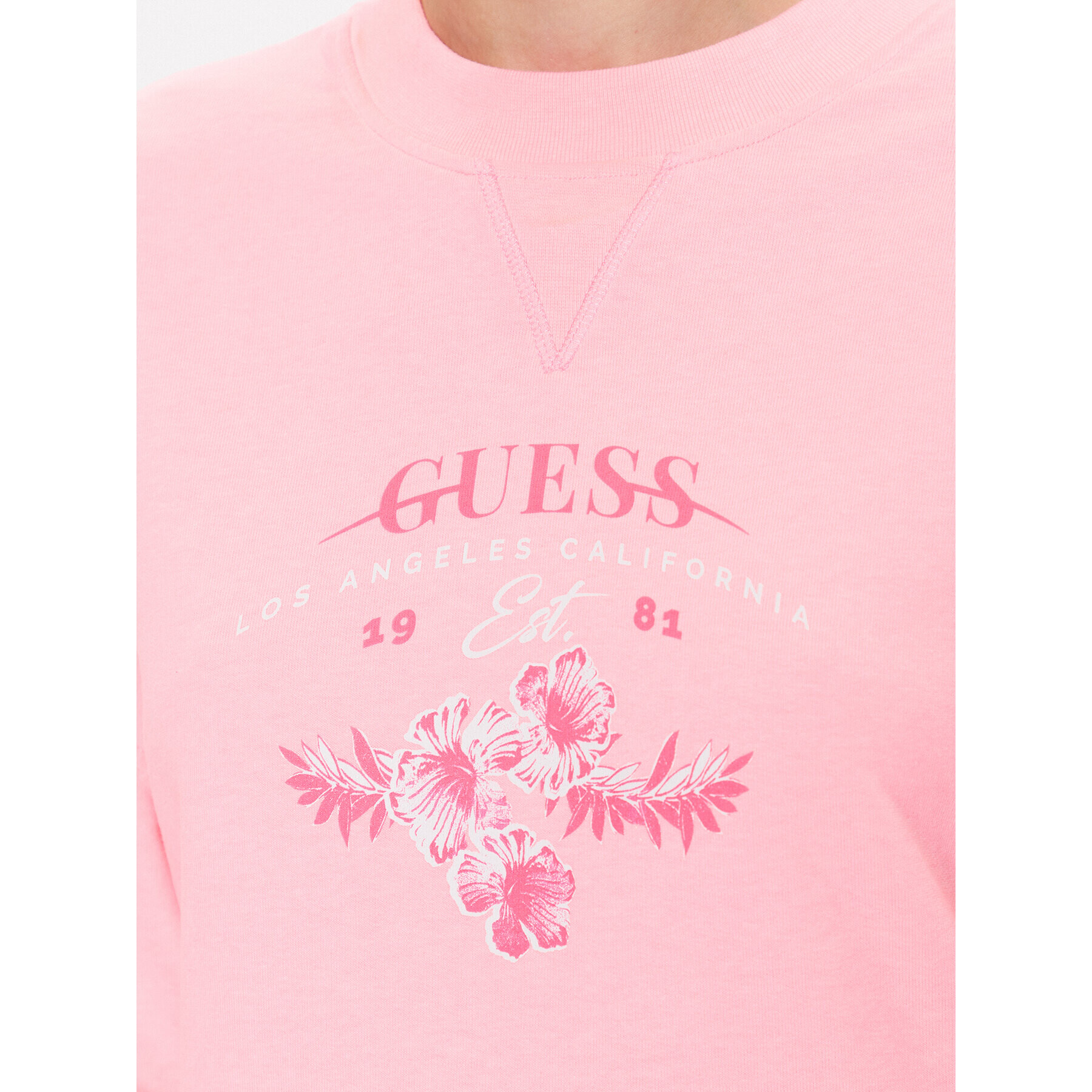 Guess Mikina Neon W3GQ20 KBQH0 Růžová Relaxed Fit - Pepit.cz