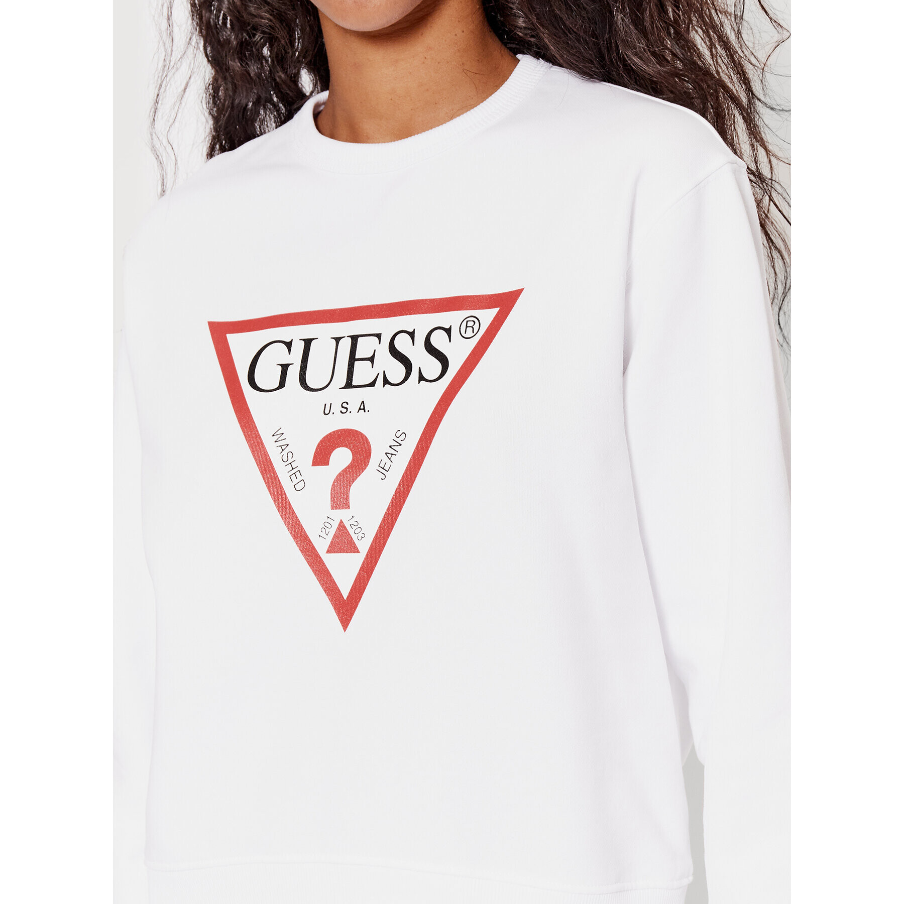 Guess Mikina Original W2YQ16 K9ZM1 Bílá Regular Fit - Pepit.cz