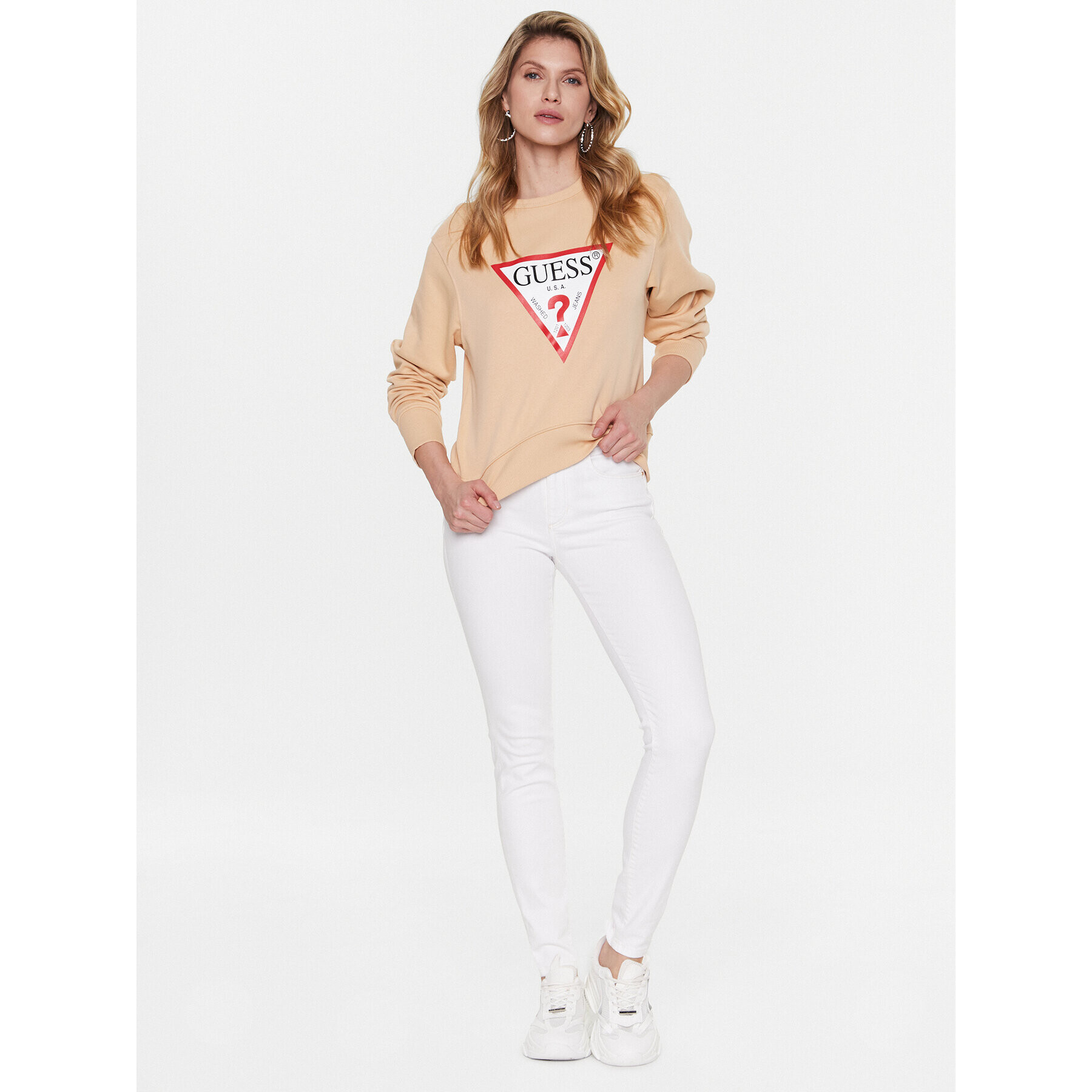 Guess Mikina Original W2YQ16 KBA10 Béžová Regular Fit - Pepit.cz