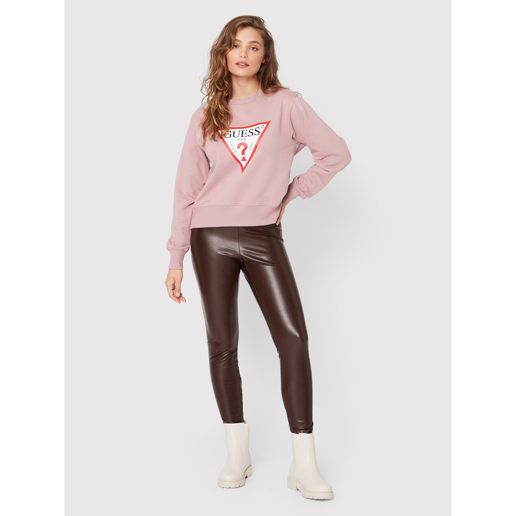 Guess Mikina Original W2YQ16 KBA10 Růžová Regular Fit - Pepit.cz