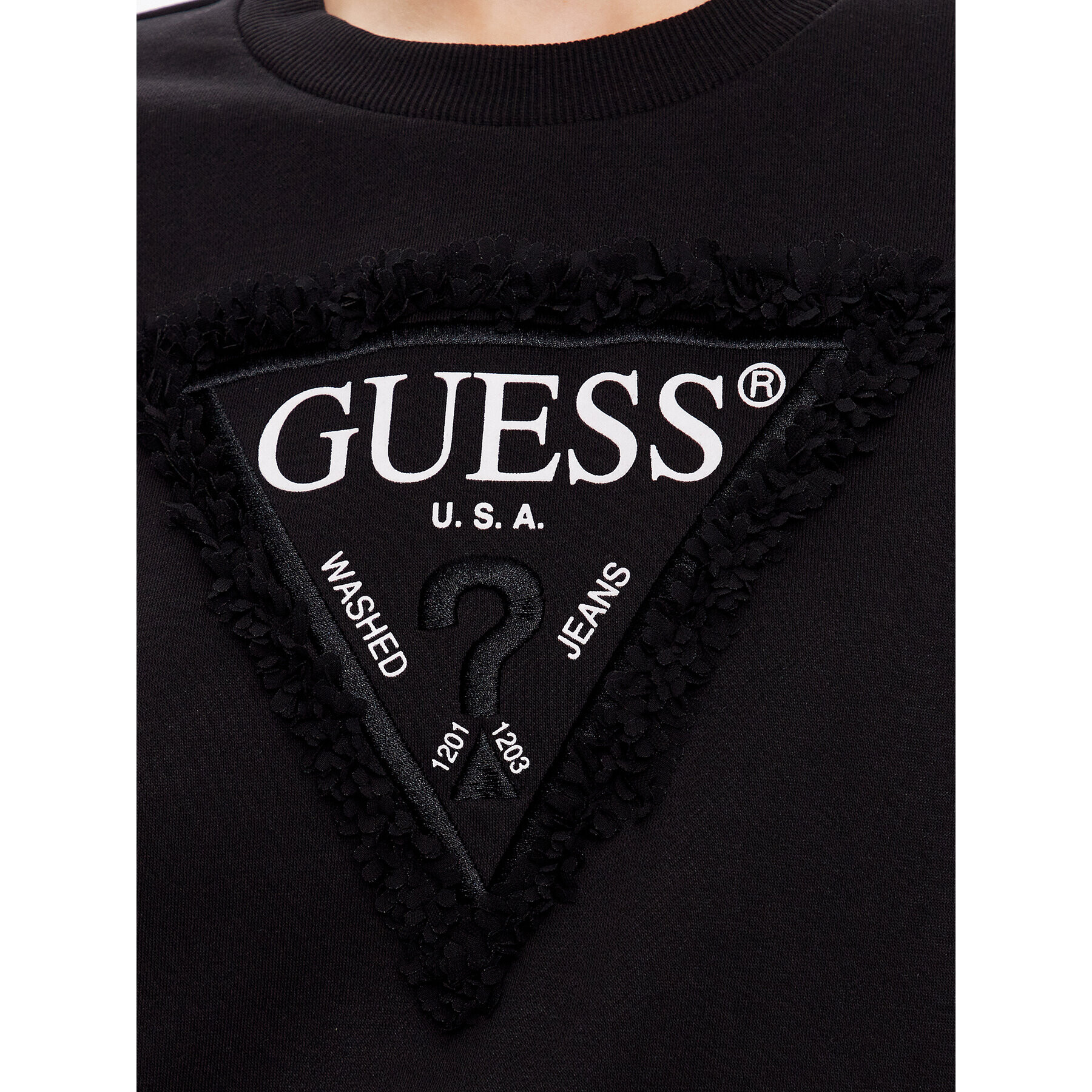 Guess Mikina Petal Triangle W3GQ18 KBKM0 Černá Relaxed Fit - Pepit.cz