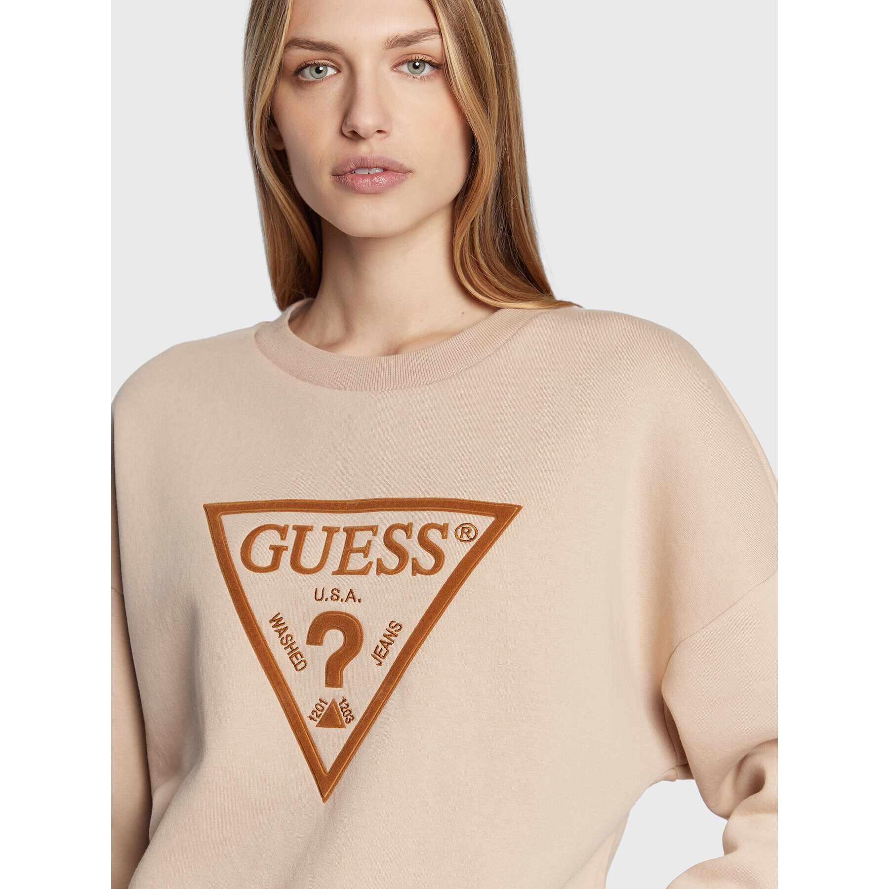 Guess Mikina Roxi W2BQ07 K9Z21 Béžová Relaxed Fit - Pepit.cz