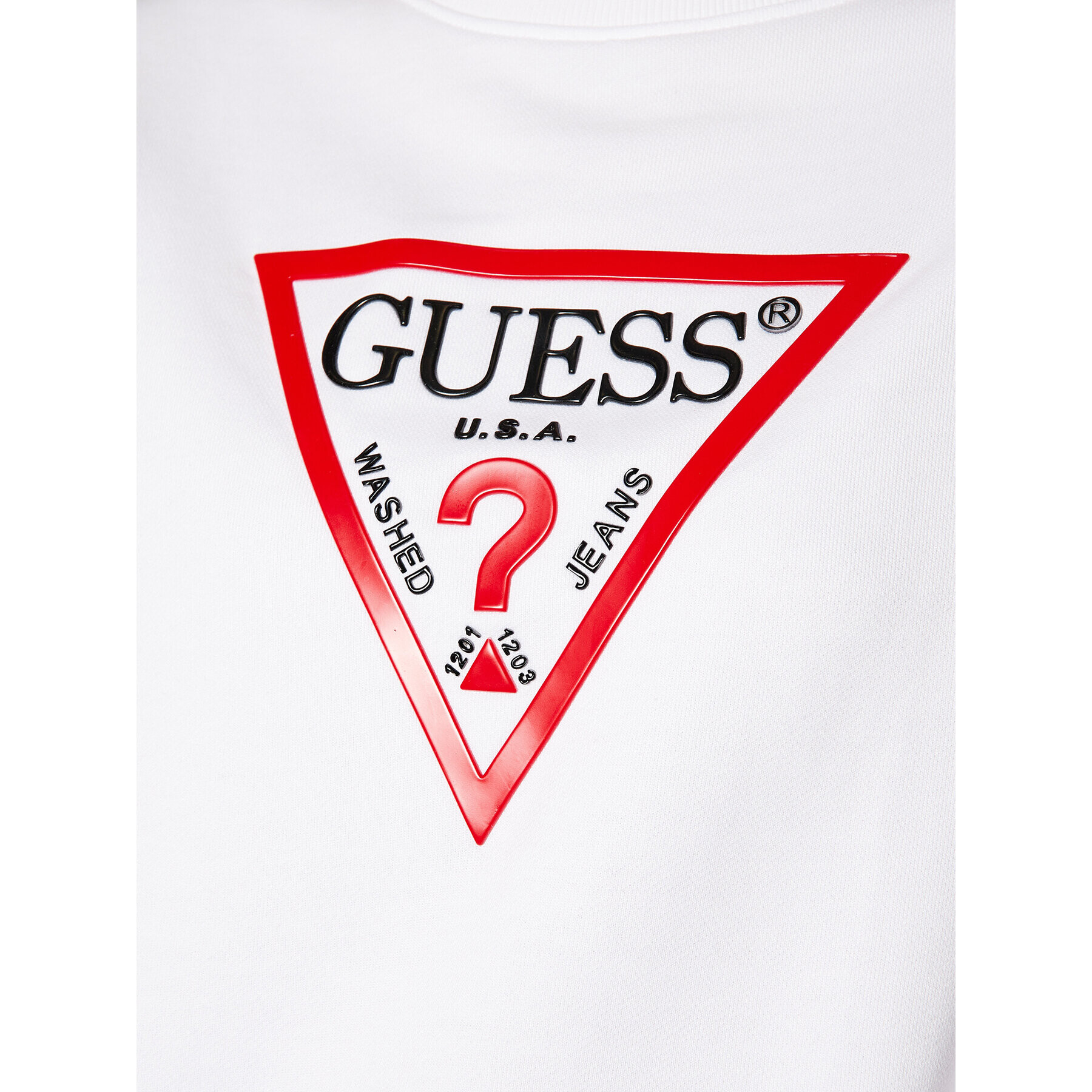 Guess Mikina Vinyl Triangle Fleece W0BQ05 K8800 Bílá Relaxed Fit - Pepit.cz