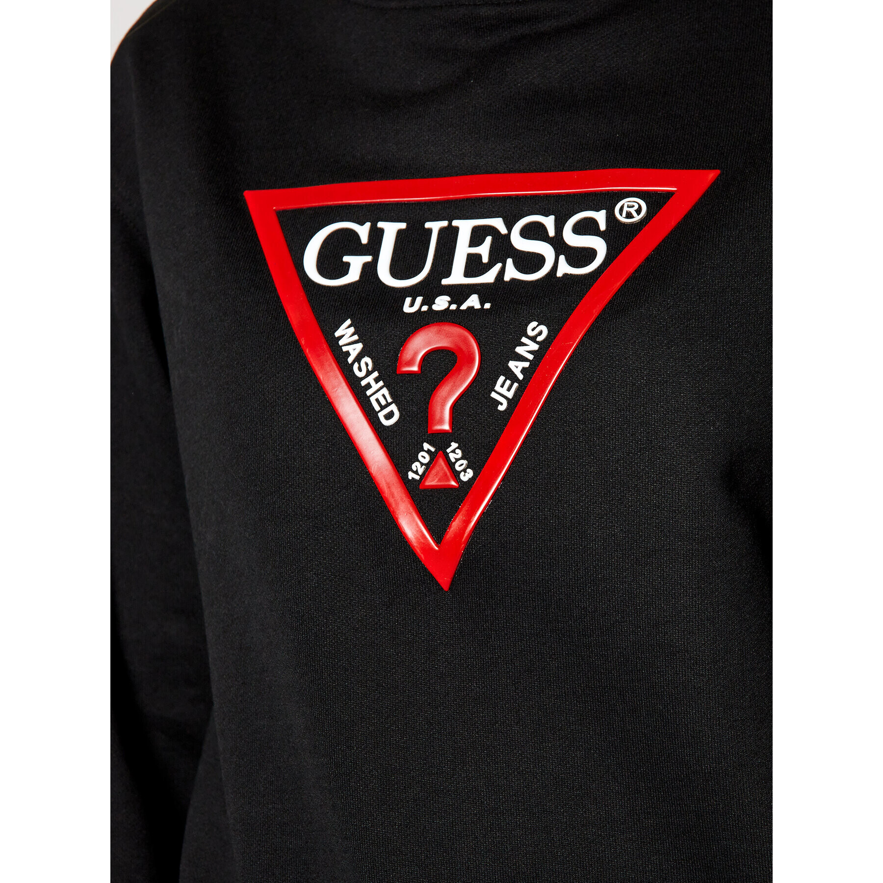 Guess Mikina Vinyl Triangle Fleece W0BQ05 K8800 Černá Relaxed Fit - Pepit.cz