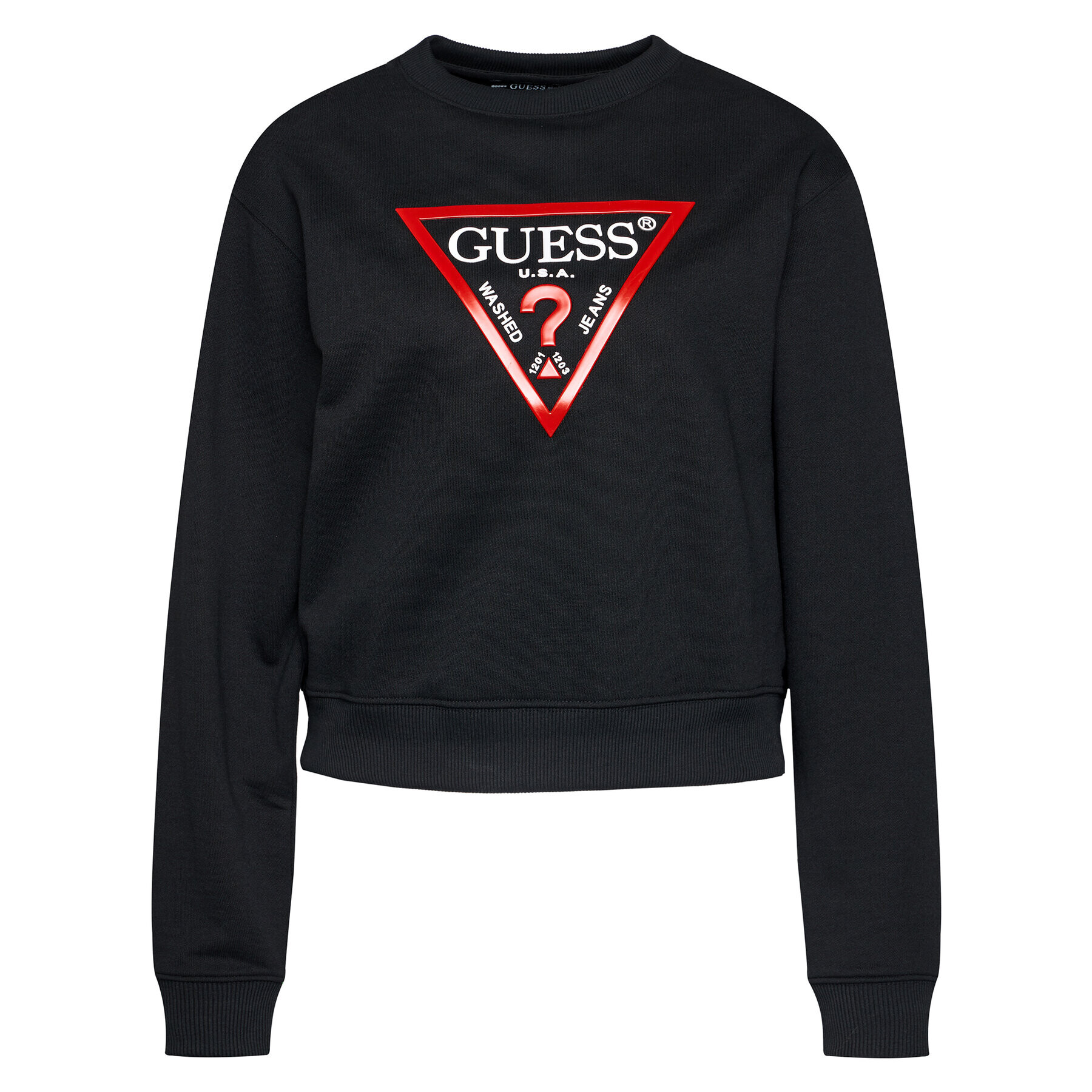 Guess Mikina Vinyl Triangle Fleece W0BQ05 K8800 Černá Relaxed Fit - Pepit.cz