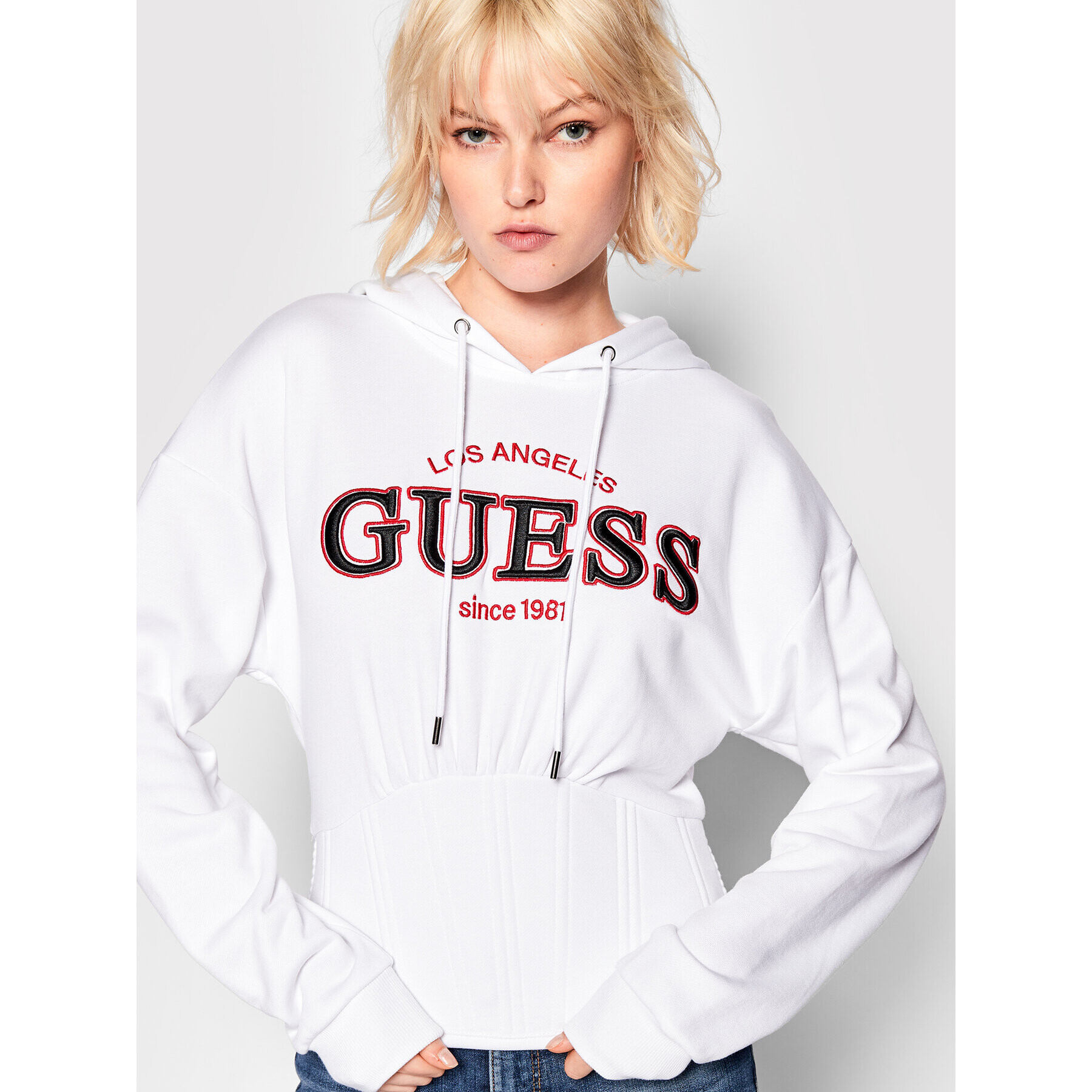 Guess Mikina W2GQ14 K8800 Bílá Regular Fit - Pepit.cz