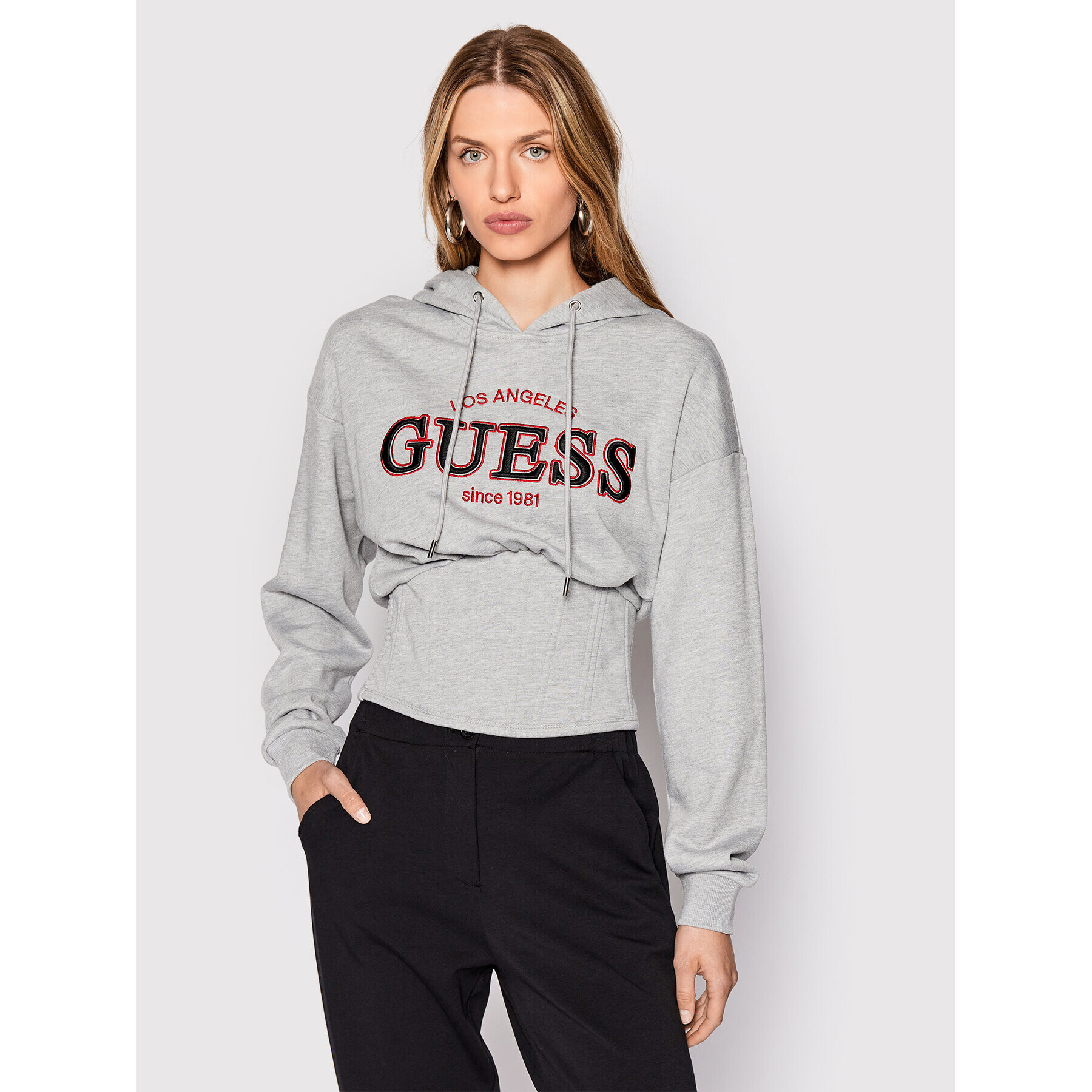 Guess Mikina W2GQ14 K8800 Šedá Regular Fit - Pepit.cz