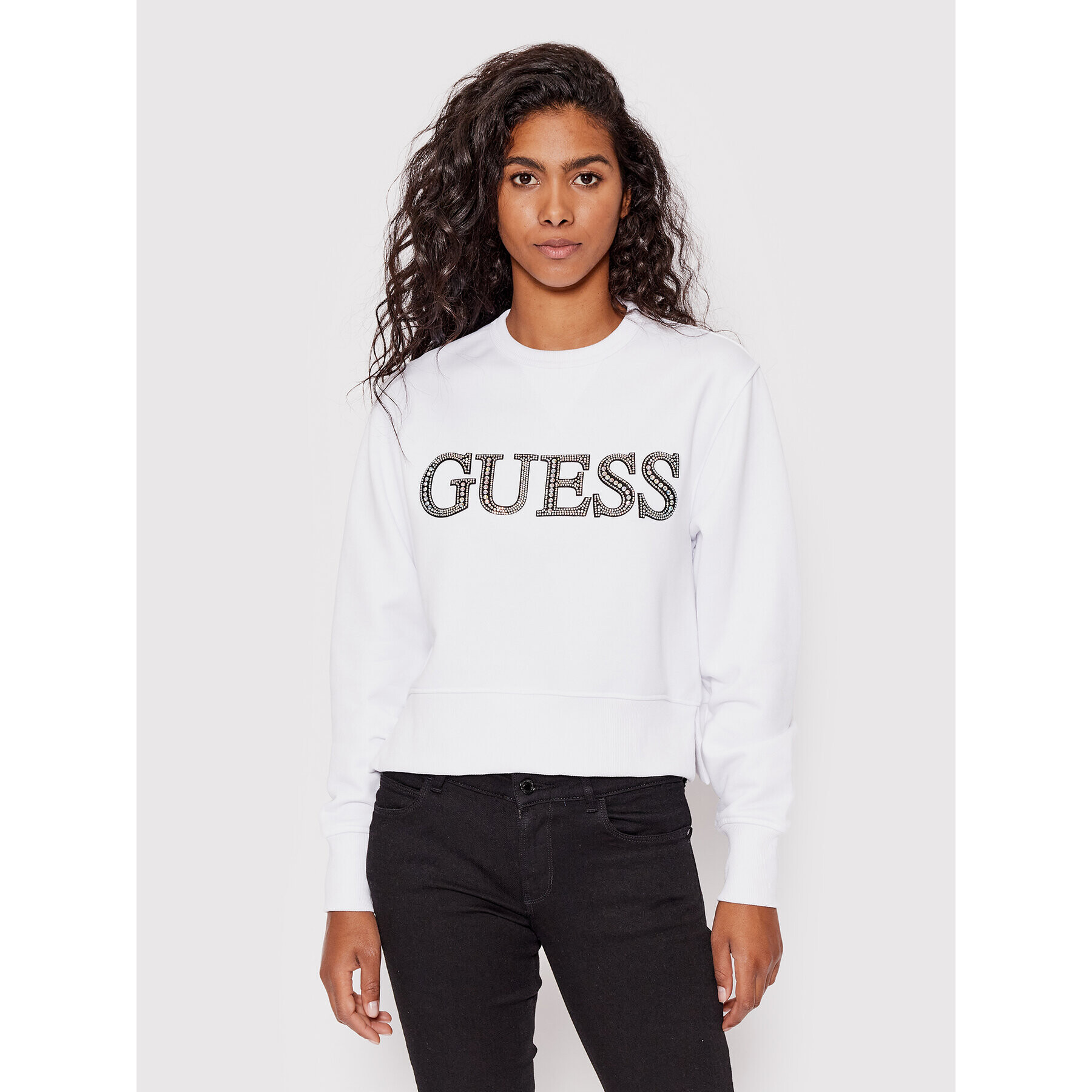 Guess Mikina W2YQ09 K8801 Bílá Regular Fit - Pepit.cz