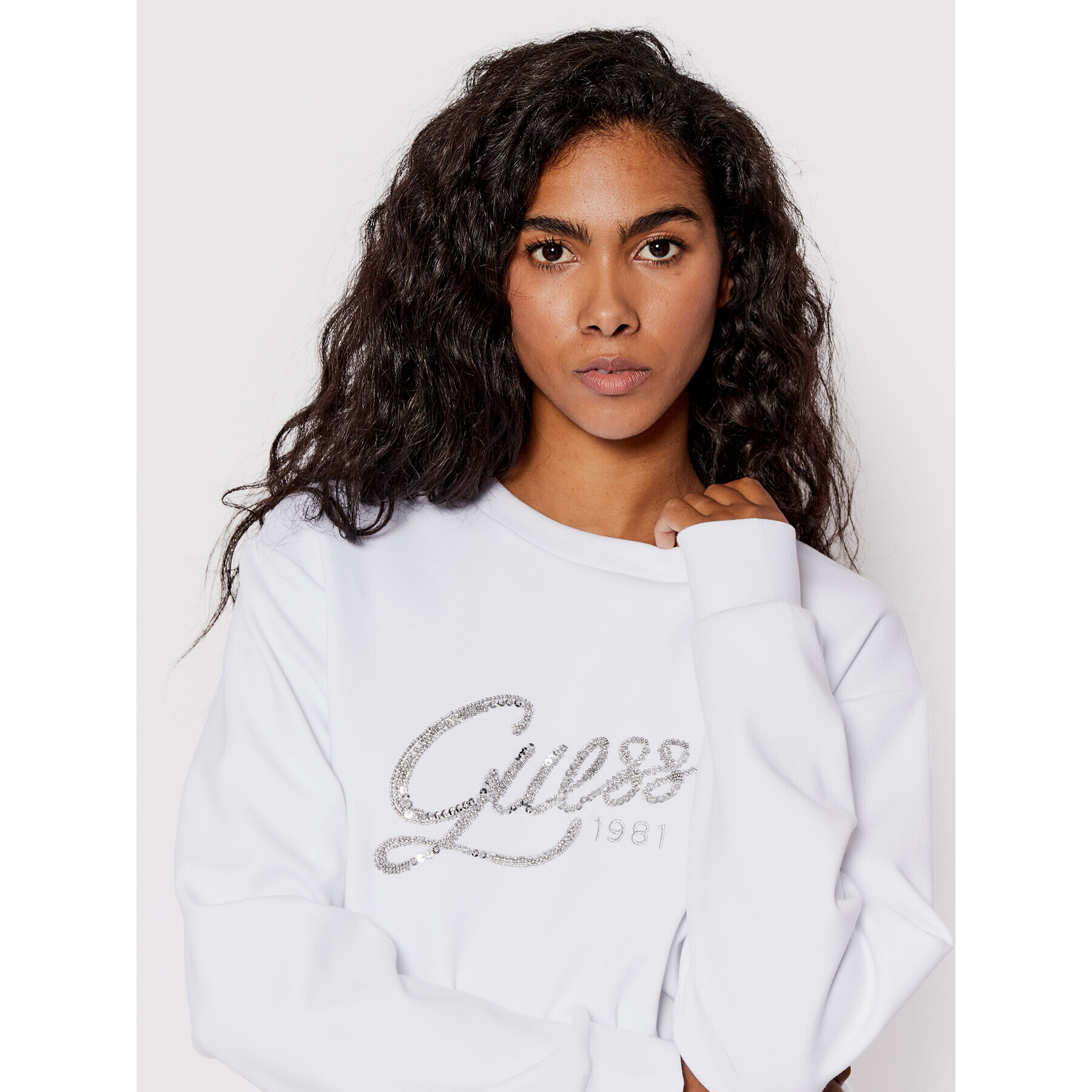 Guess Mikina W2YQ13 KB932 Bílá Regular Fit - Pepit.cz