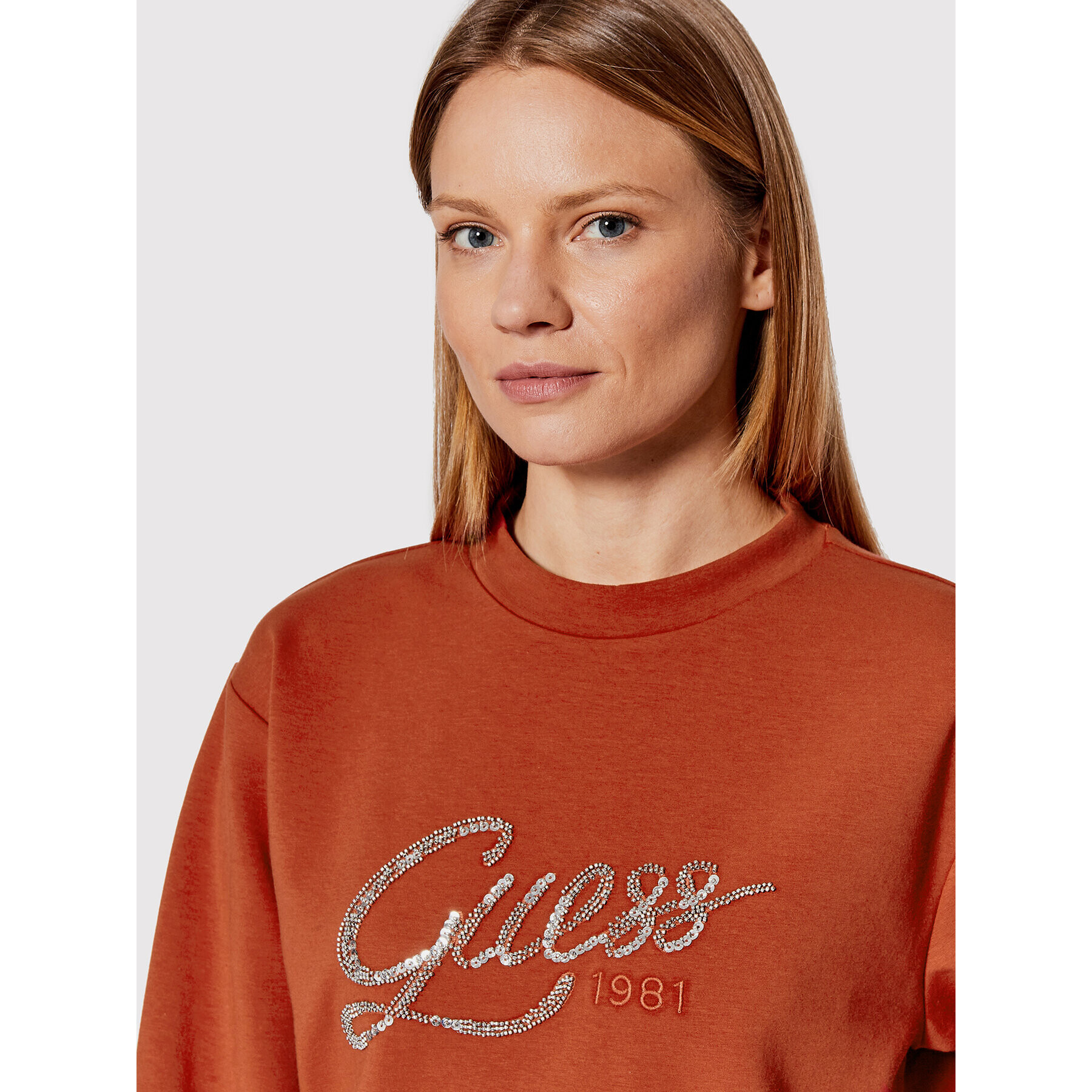 Guess Mikina W2YQ13 KB932 Červená Regular Fit - Pepit.cz