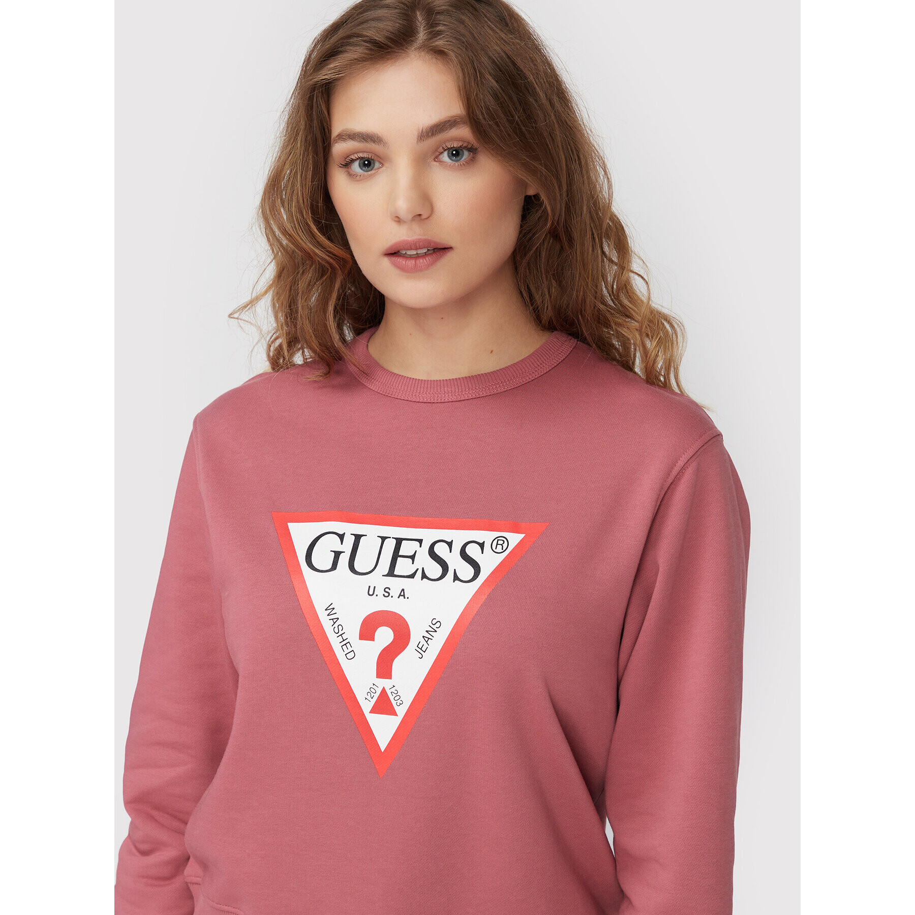 Guess Mikina W2YQ16 KBA10 Bordó Relaxed Fit - Pepit.cz