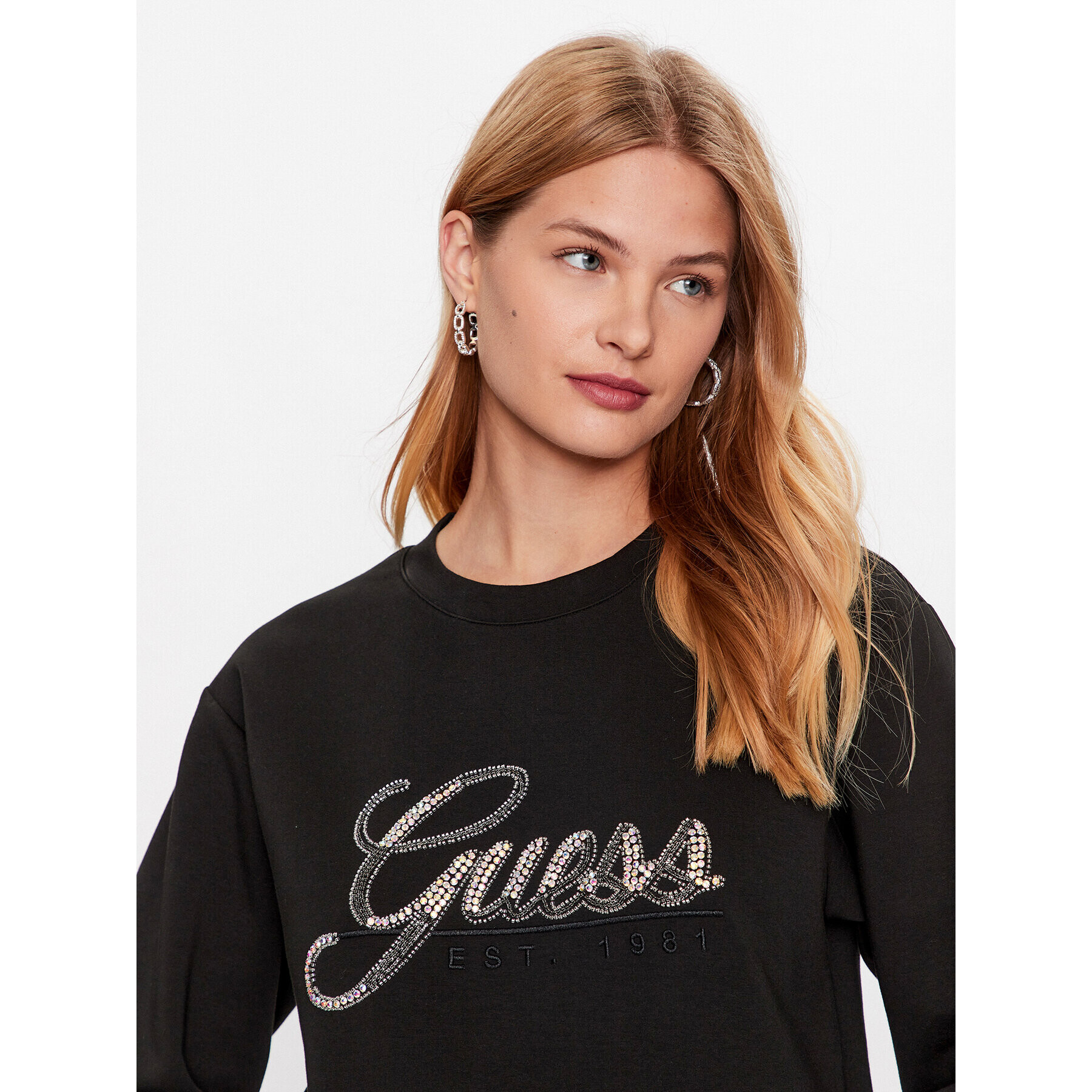 Guess Mikina W3YQ03 KB932 Černá Regular Fit - Pepit.cz