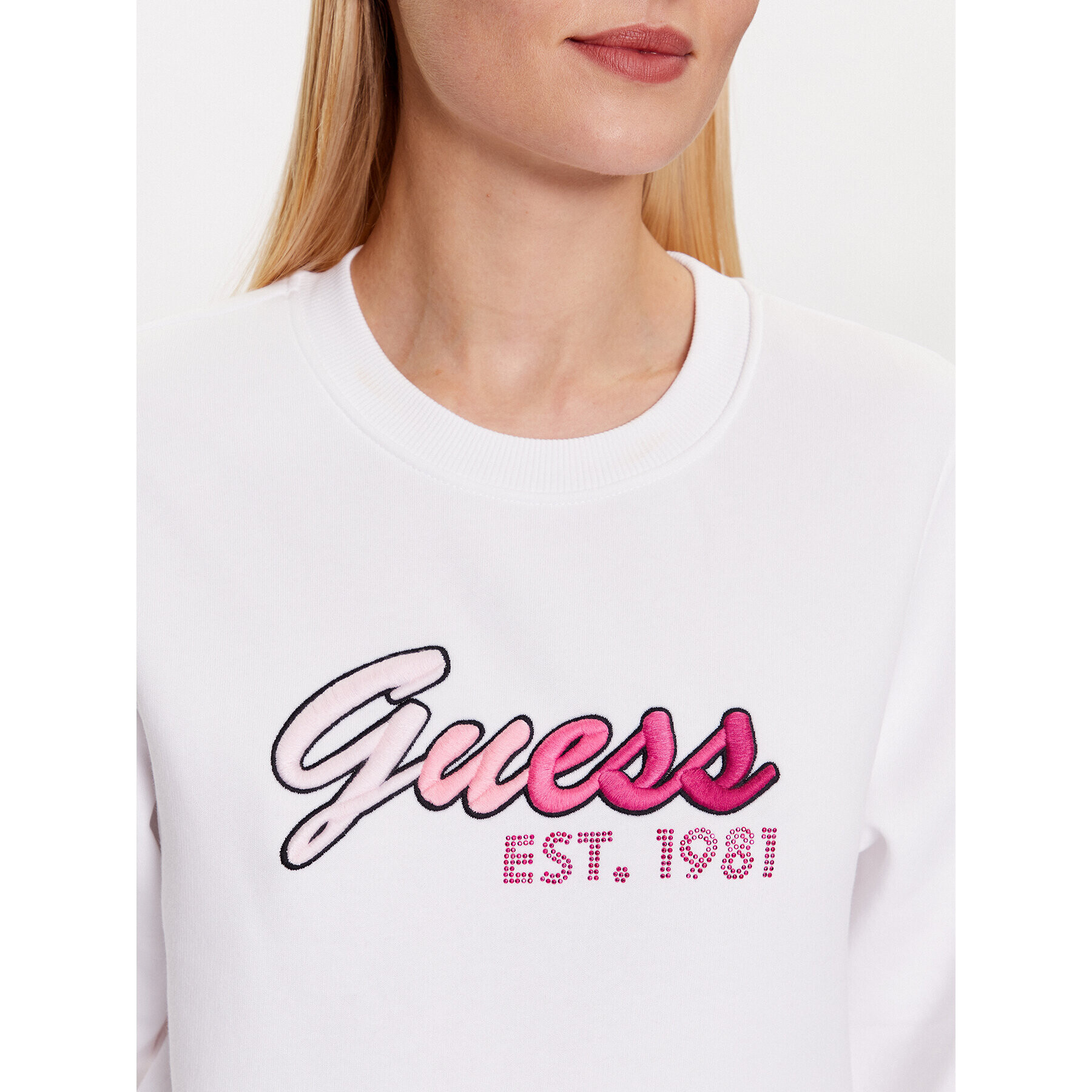 Guess Mikina W3YQ11 K9Z21 Bílá Regular Fit - Pepit.cz