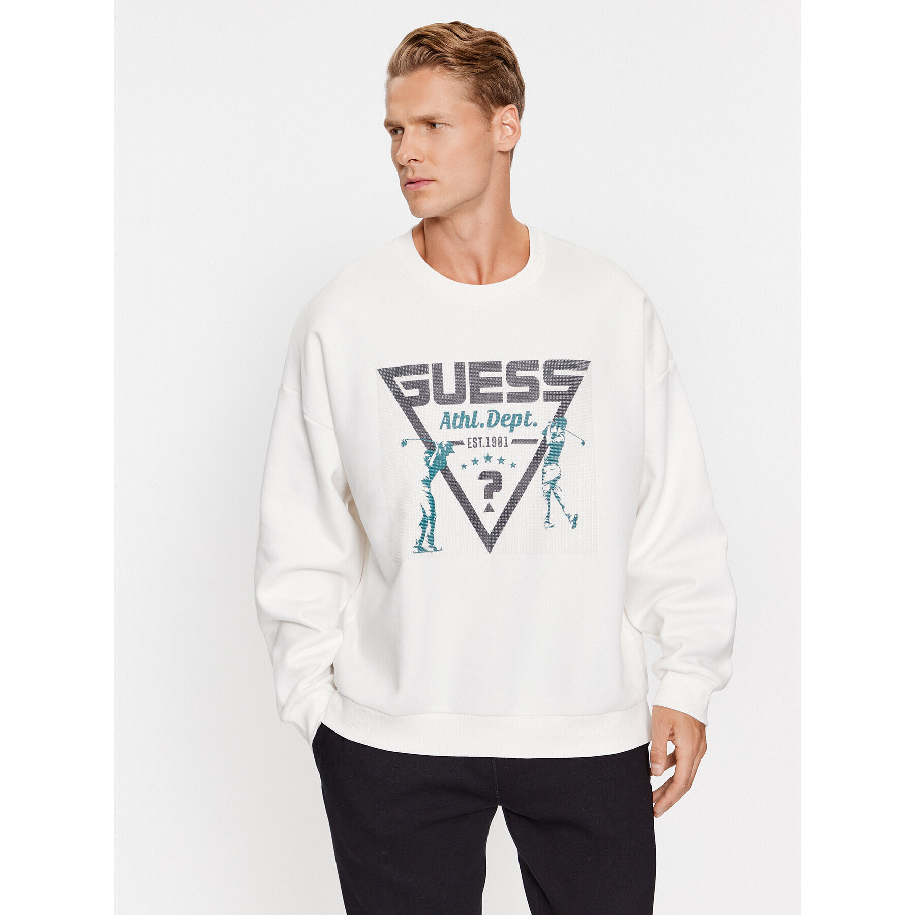 Guess Mikina Z3BQ08 KBXX1 Bílá Regular Fit - Pepit.cz